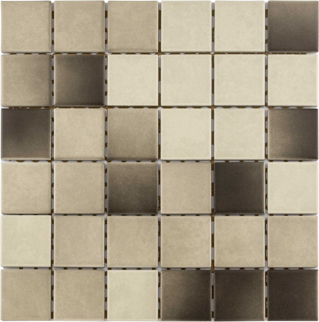 KNG Mosaikfliesen Mosaikfliese Maxi 30 x 30 cm creme-braun Steinmaß:, Keramik, Beige