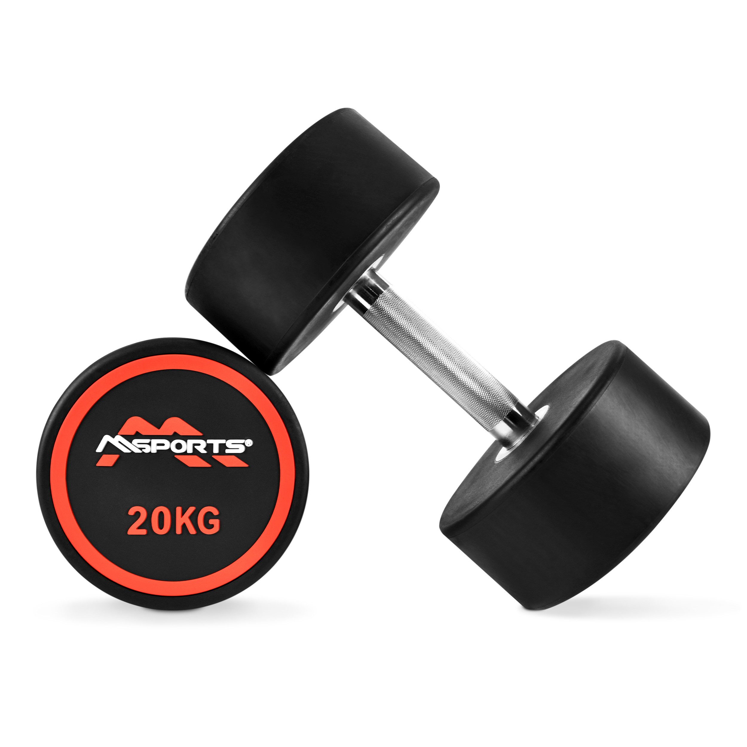 MSports® Hantel Rundhantel 2er Set, Gummi Kurzhantel Beschichtung 2,5-50 kg