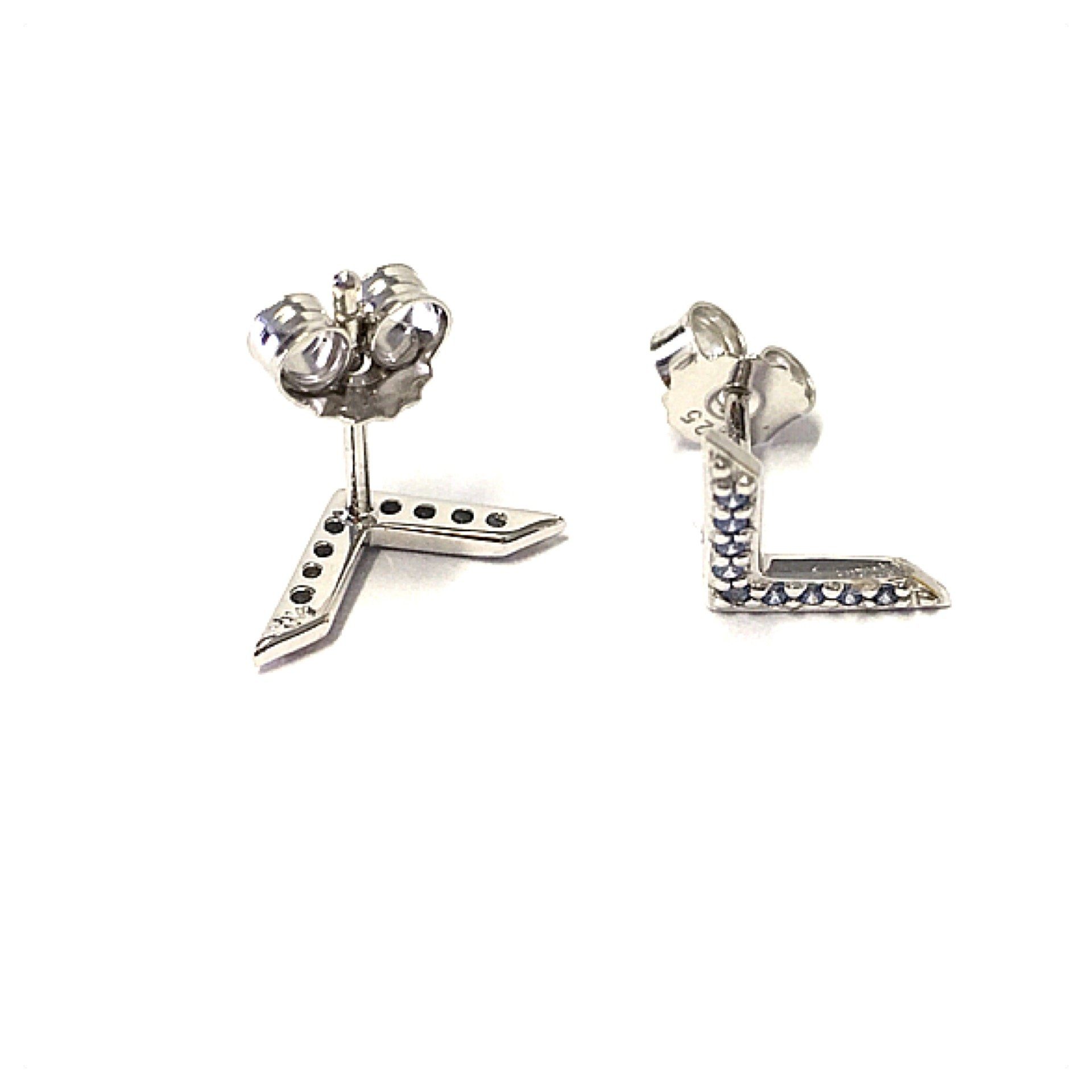 Edelschmiede925 Ohrstecker-Set Edelschmiede925 Ohrstecker in V - Form 925 Silber Zirkonia blau