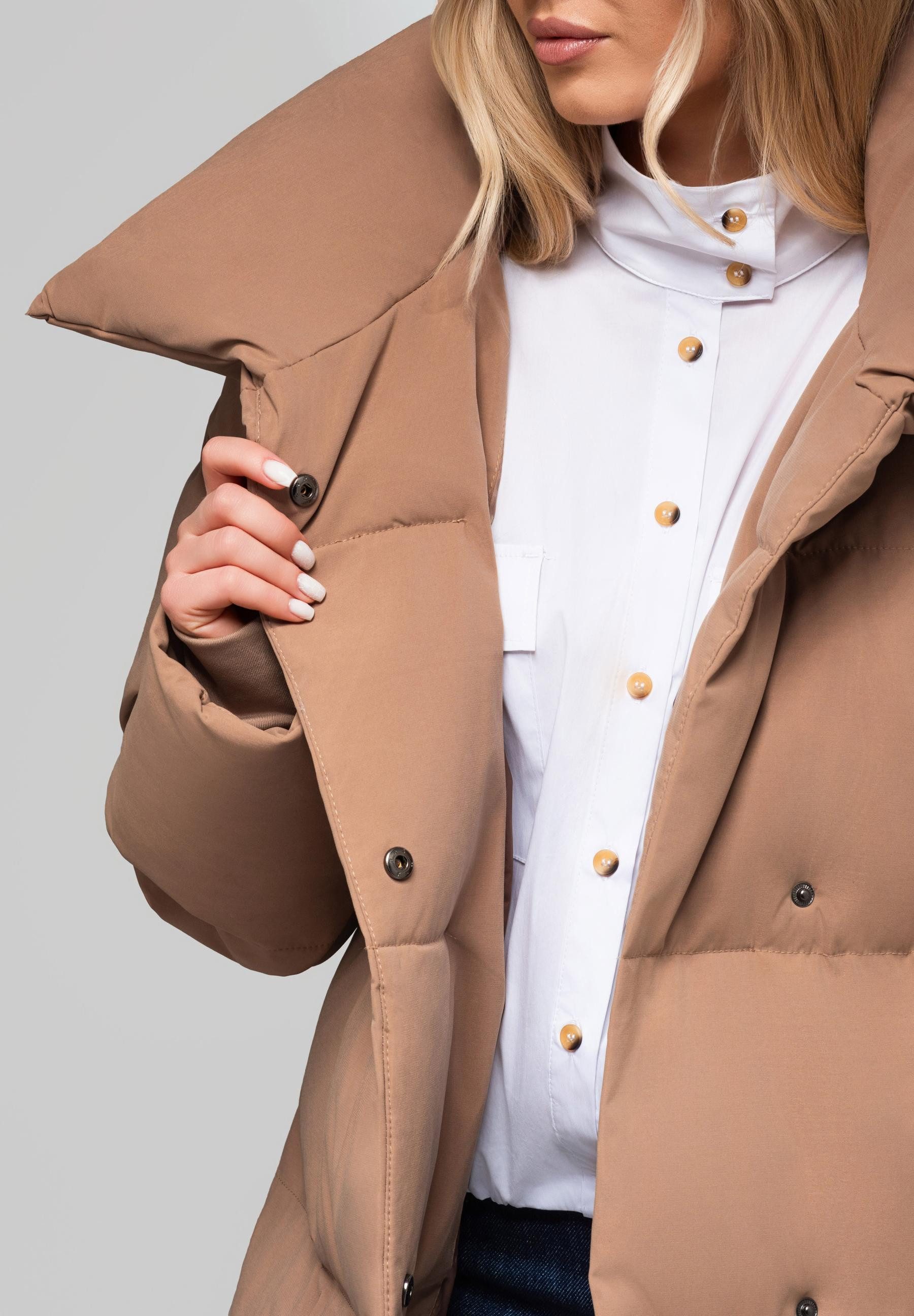 OMBRE Winterjacke Taillierte Steppjacke mit Bindegürtel