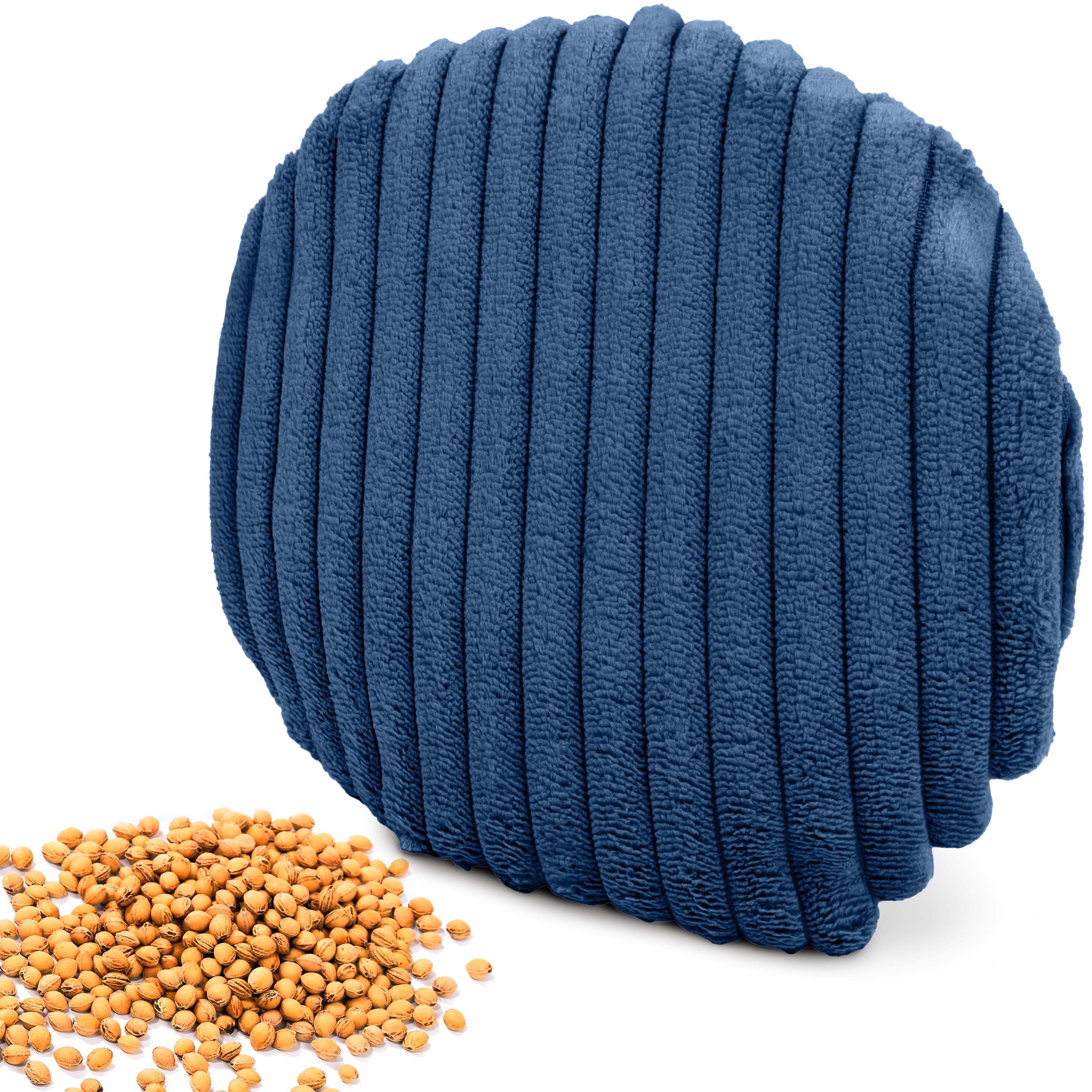 Amilian Kirschkernkissen - rundes Wärmekissen / Kältekissen mit 100 % Kirschkernen - Ø16 cm, Ideal für punktuelle Wärme- und Kälteanwendungen, mikrowellengeeignet, ideal für Hände, Nacken, Schulter, Bauch