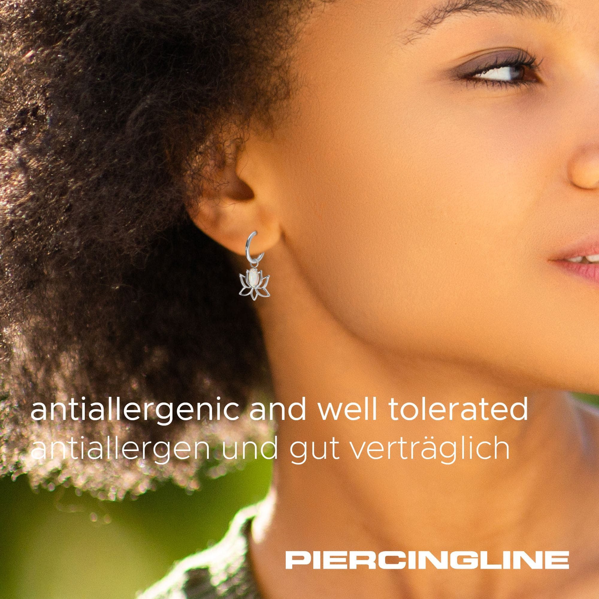 FILANGO Paar Creolen Titan Ohrclicker Creolen LOTUSBLÜTE + SYNTHETISCHER OPAL (Creolen, 1-tlg)