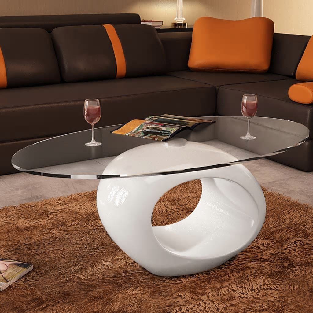 Vidaxl Couchtisch Vidaxl Couchtisch Mit Ovaler Glasplatte Hochglanz Weiss Online Kaufen Otto