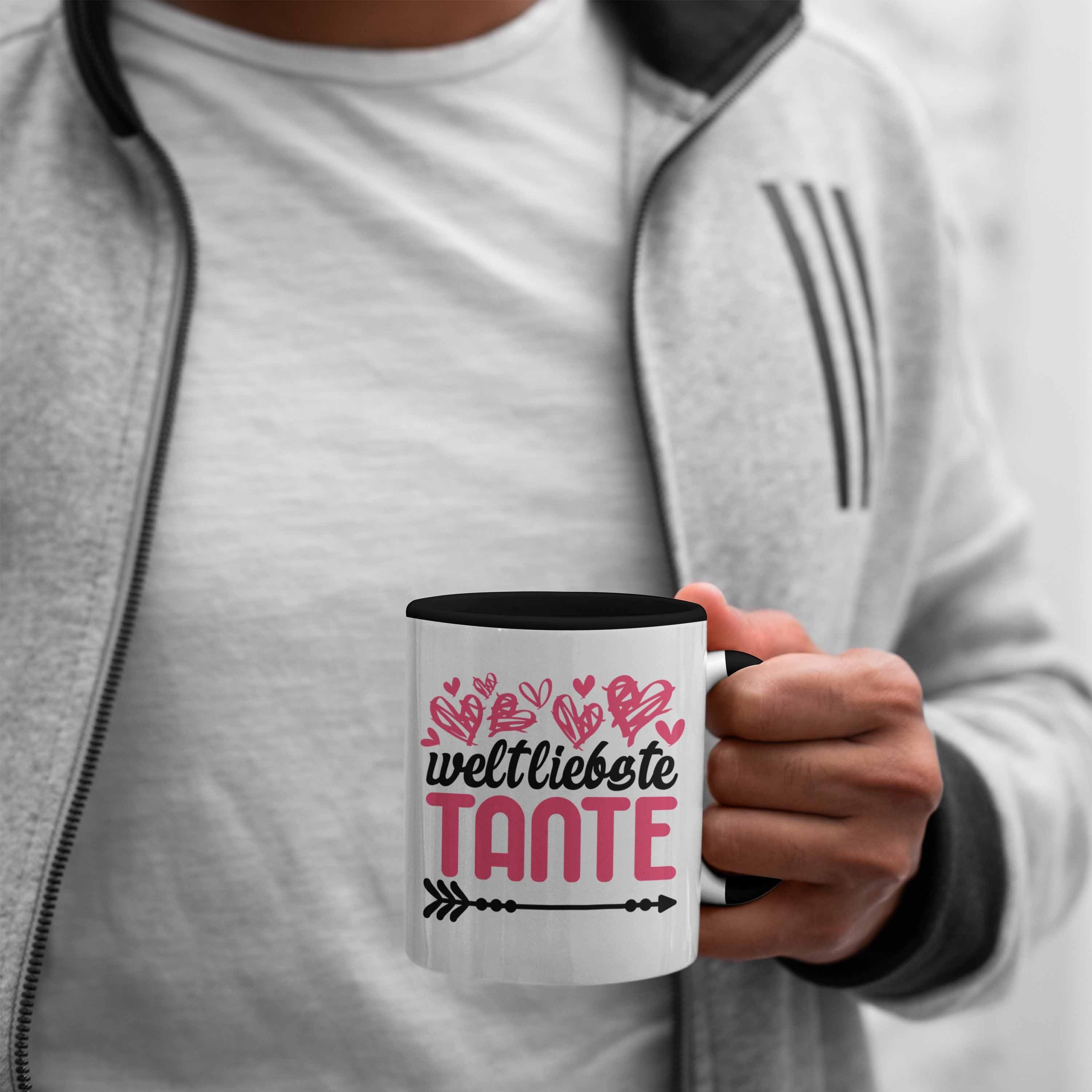 Trendation Weltliebste der - Beste mit Tante Tasse für Kaffeetasse Spruch Schwarz Trendation Tasse Welt Geschenk Tante