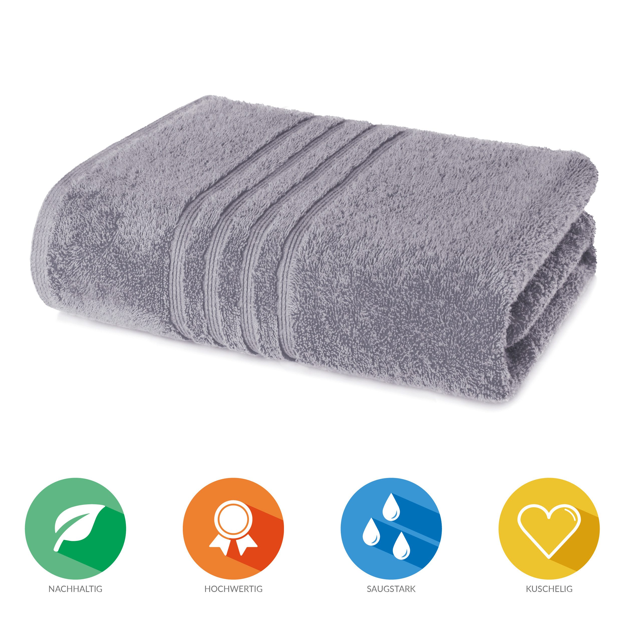 Lavea Badetuch Bali Duschtuch 100x150 cm Duschtuch 70x140 cm, Weiches Bio-Baumwollfrottee (1-St), Handtuch, GOTS-zertifiziert, extra saugstark mit 500g/m²