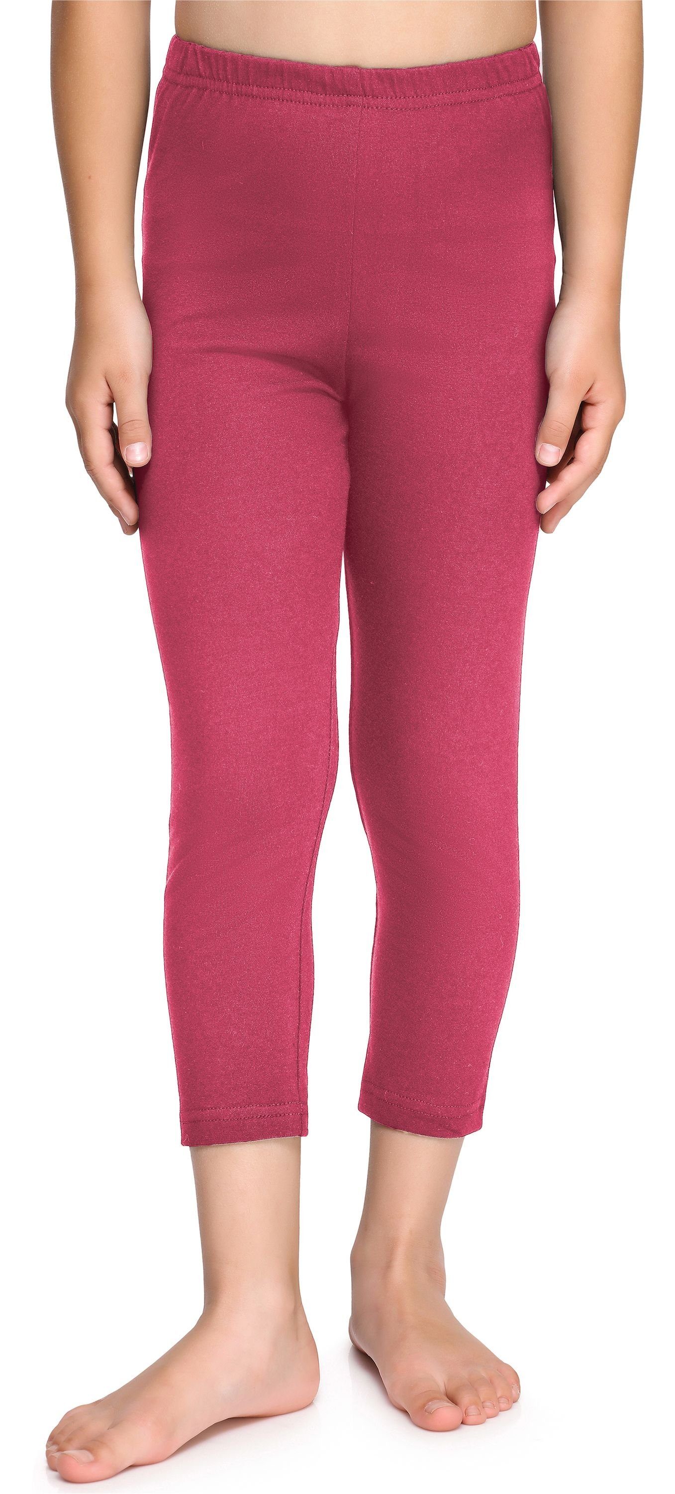 aus Bund Baumwolle MS10-226 elastischer Style 3/4 Capri Rosa (1-tlg) Leggings Merry Mädchen Leggings