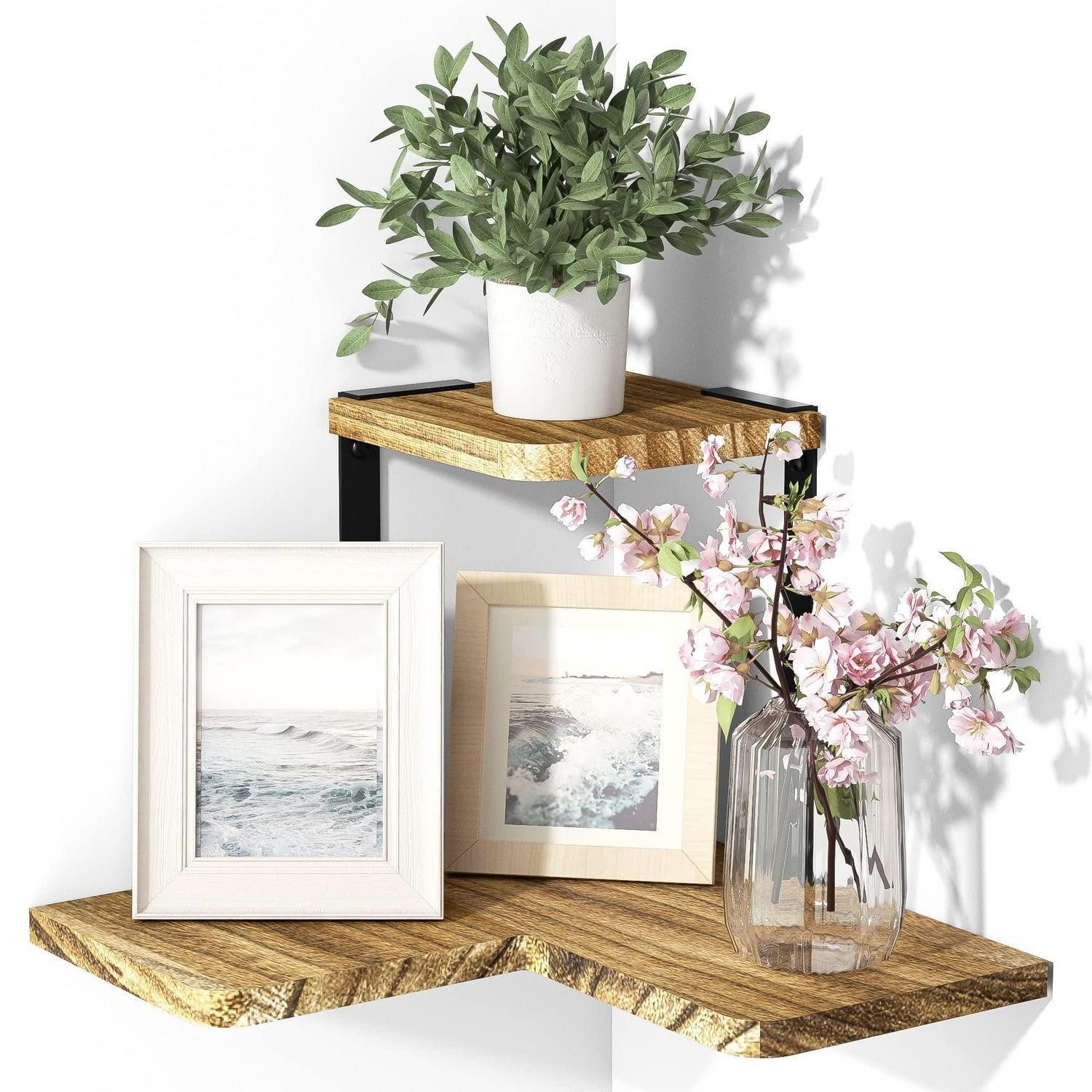 LuxusKollektion Eckregal Eckregal Holz Hängeregal Braun