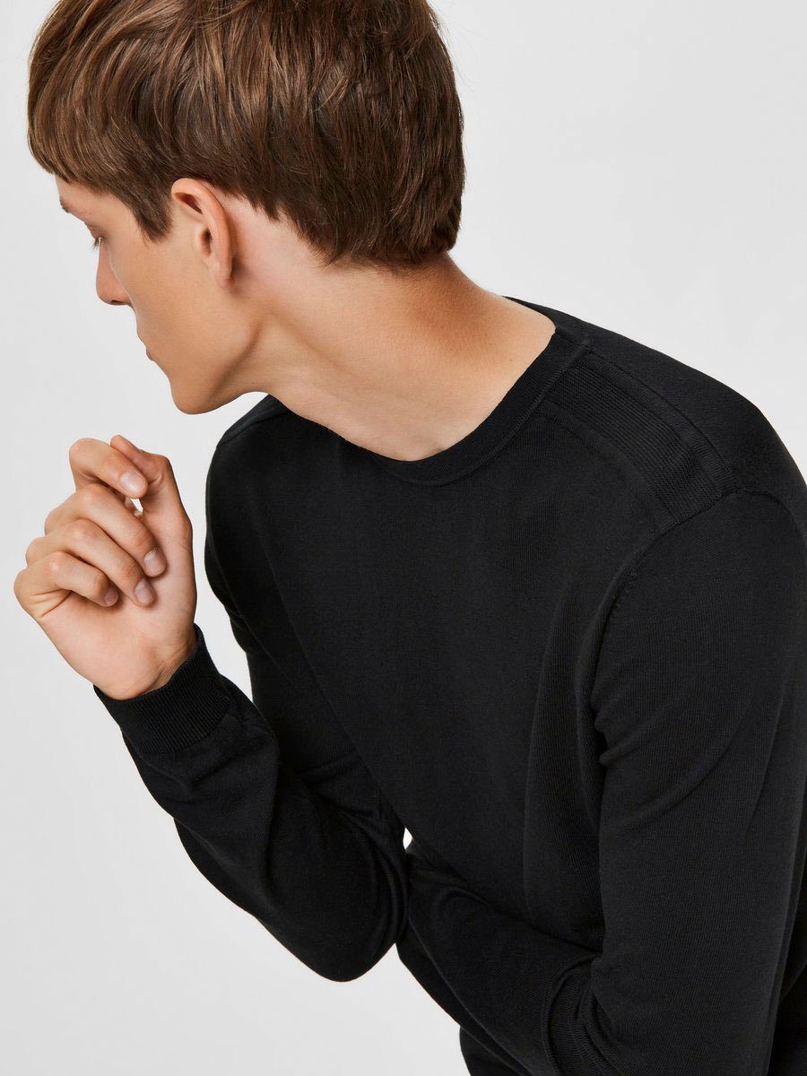 Selected Rundhalspullover SLHBERG CREW NECK NOOS Baumwolle, regular fit