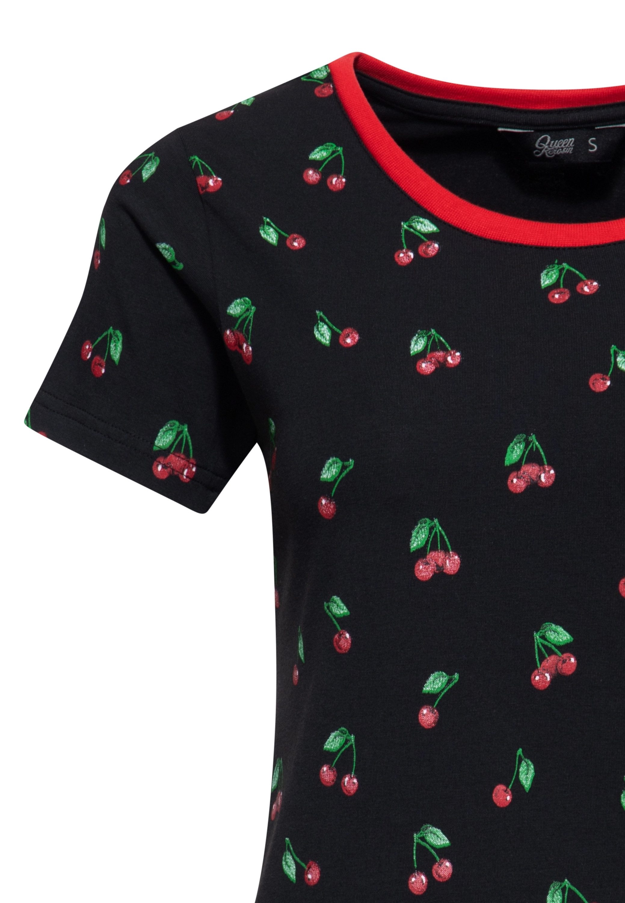 QueenKerosin Print-Shirt Cherry (1-tlg) mit Kirschen-Allover-Print