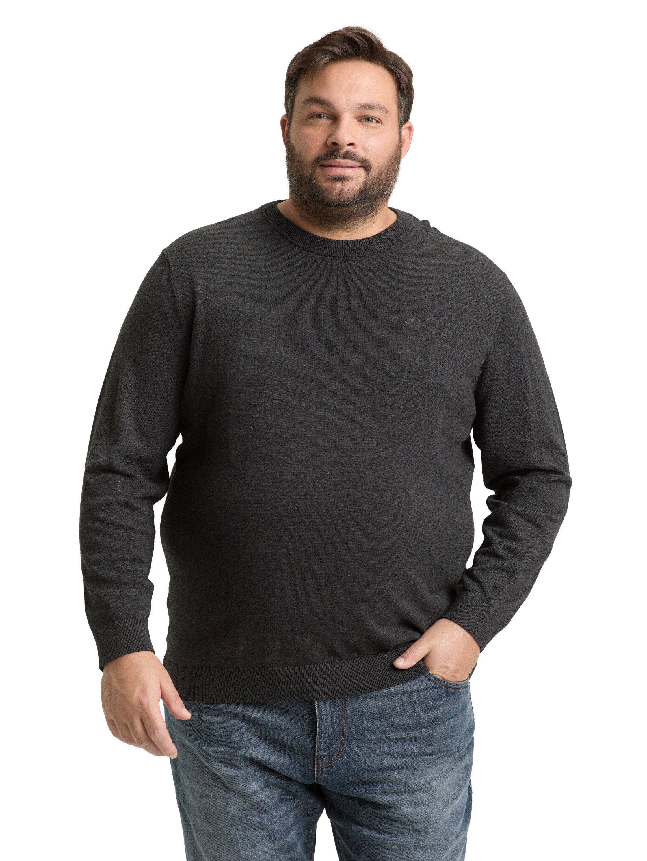 TOM TAILOR PLUS Strickpullover mit Logo-Stickerei / Große Größen