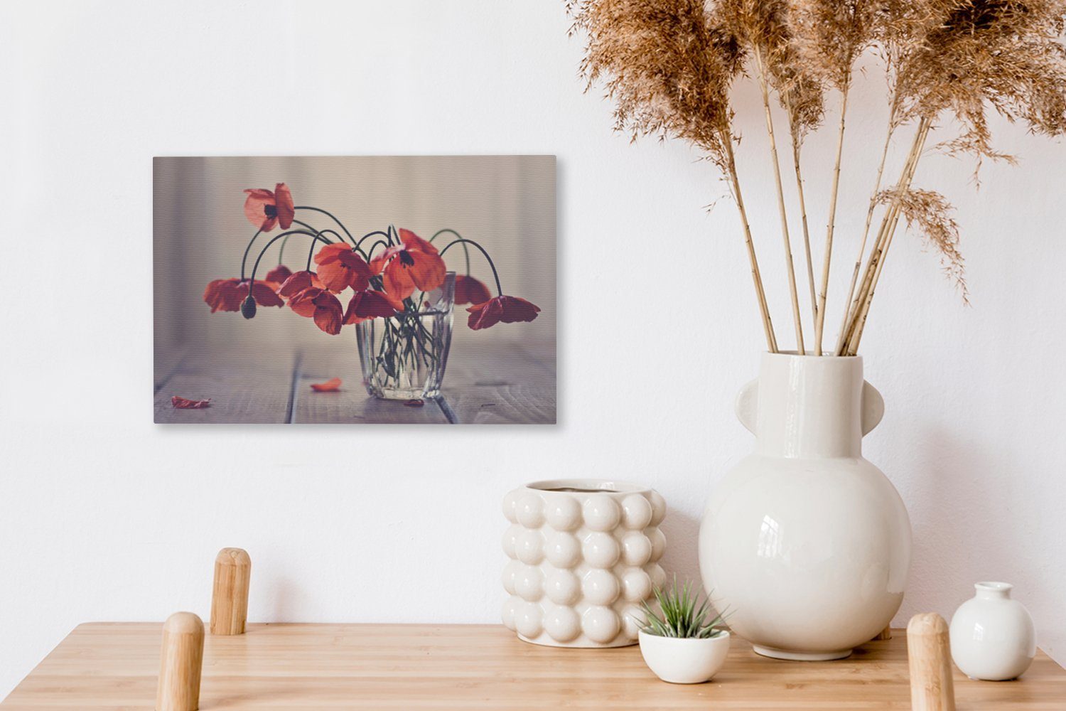 OneMillionCanvasses® Leinwandbild Blumenstrauß Mohnblumen, 30x20 Aufhängefertig, Wandbild aus cm Wanddeko, St), (1 Leinwandbilder