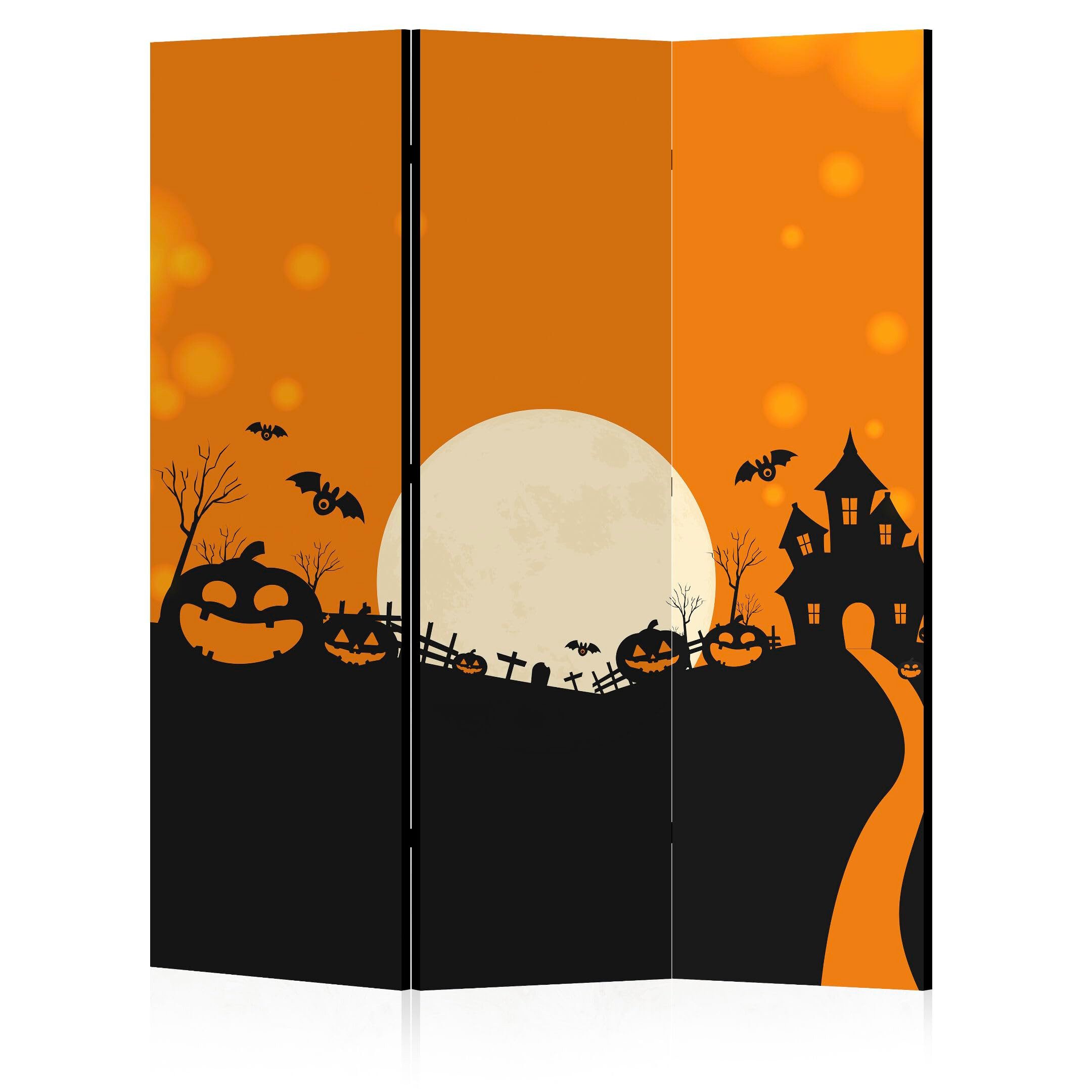 nm_trade Paravent doppelseitiger, Paravent Raumteiler Innen, Halloween Motiv, 135x172 cm, Halloween Motiv, Rechteckig, Nach innen, Horizontale Ausrichtung