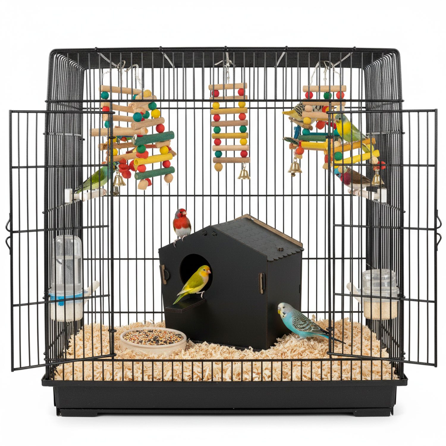 Jungengel Vogelhaus Nistkasten Stecksystem Holz für Wellensittiche & Finken Vogelhäuschen, Einfacher Aufbau, Robust & Langlebig, 100% Holz, Ideal kleine Vögel