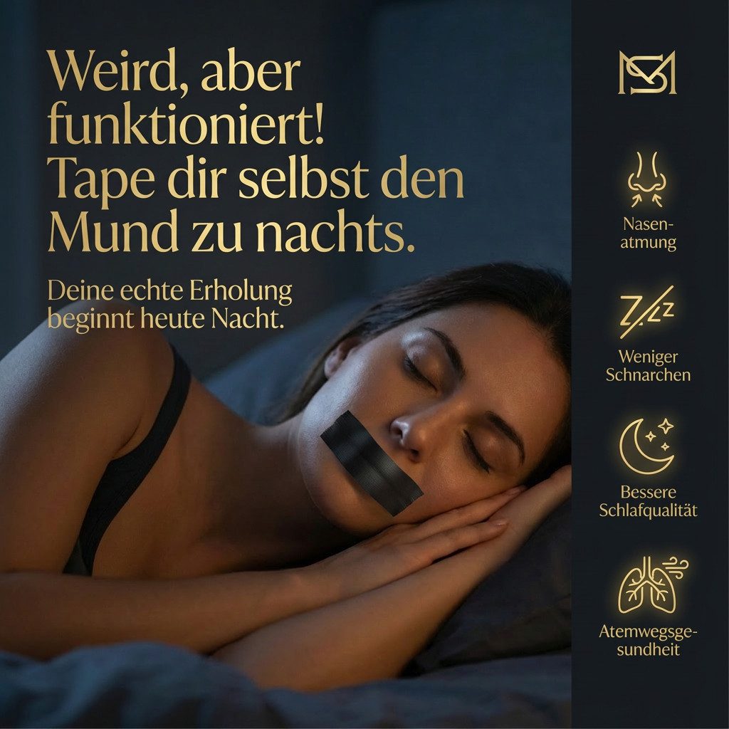 ZUKUNFTSENKEL Anti-Schnarch-Mundpflaster Mouth Tape – Mundpflaster für besseren Schlaf (Mehr Nasenatmung, Erholsamer Schlaf), Kann Schnarchen & Mundatmung reduzieren, flexibel