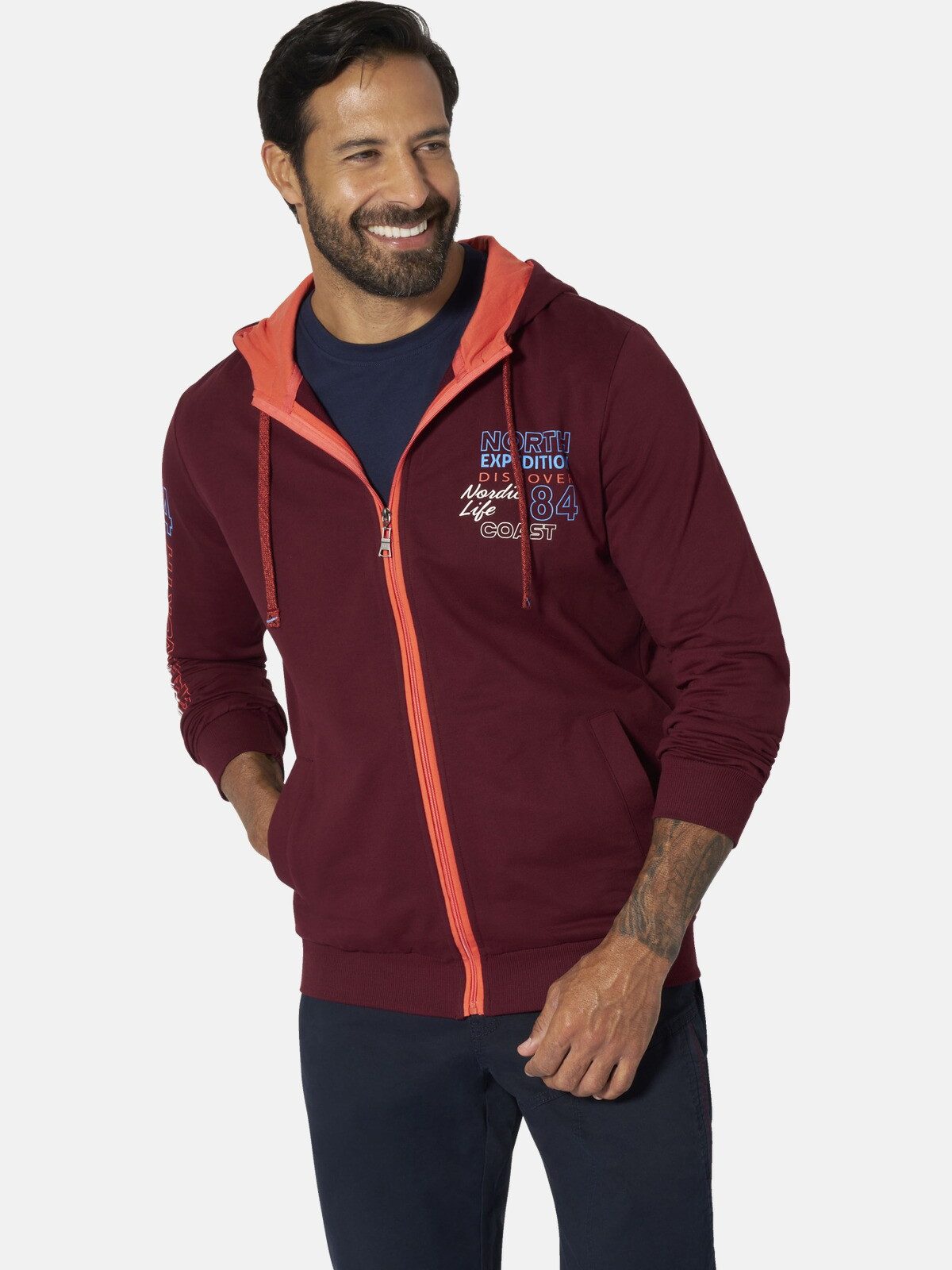 Jan Vanderstorm Kapuzensweatjacke RODERICH aus atmungsaktiver Baumwolle günstig online kaufen