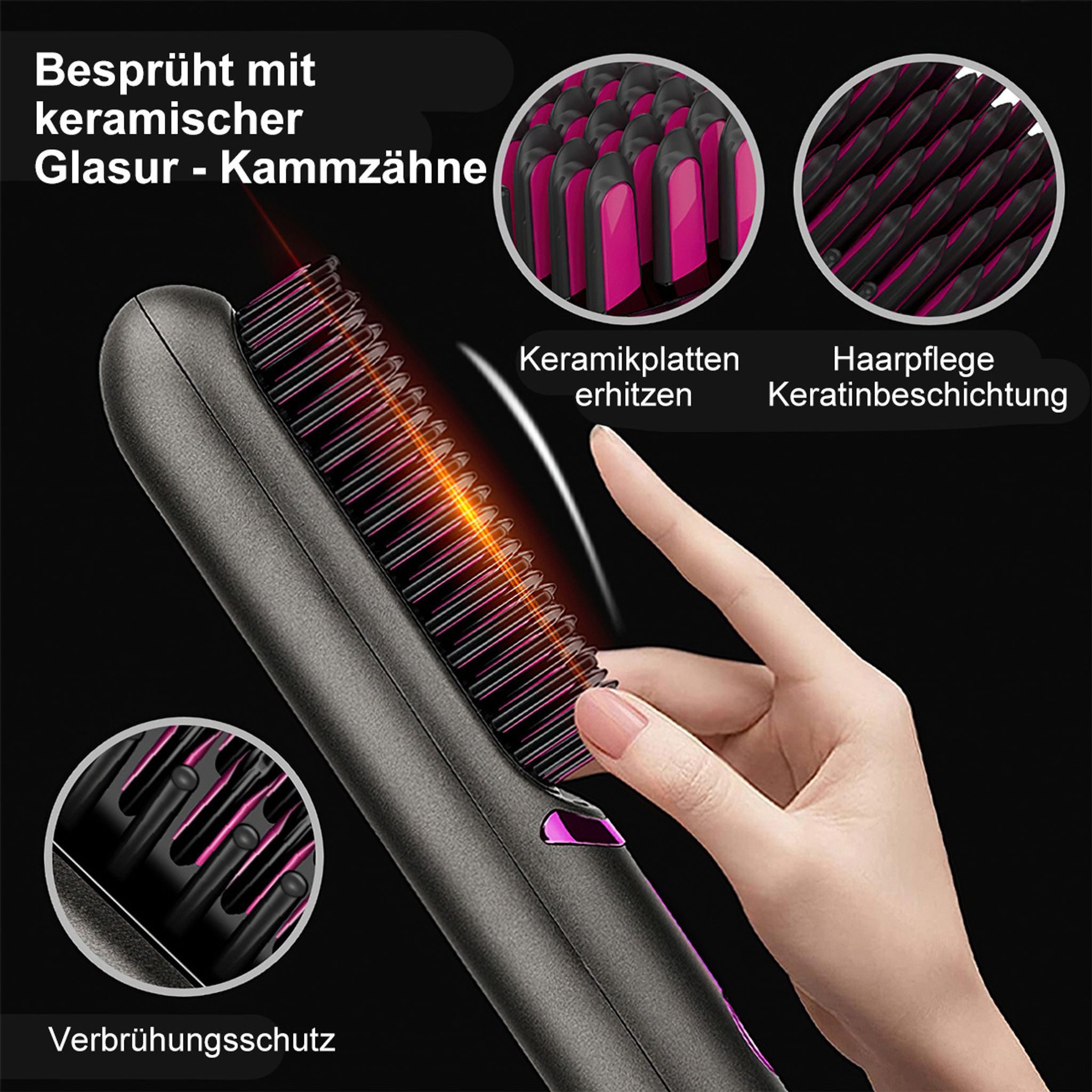 FELIXLEO Multihaarstyler Kabellose 2 in 1 Glättbürste Lockenstab Keramikbeschichtung Reisen