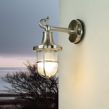 Licht-Erlebnisse Außen-Wandleuchte SANTORIN, ohne Leuchtmittel, Außenlampe Wand aus Messing rostfrei IP64 rustikale Haus Balkon