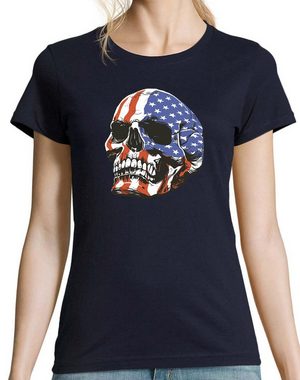 Youth Designz T-Shirt USA Totenkopf Schädel Damen Shirt mit trendigem Frontprint