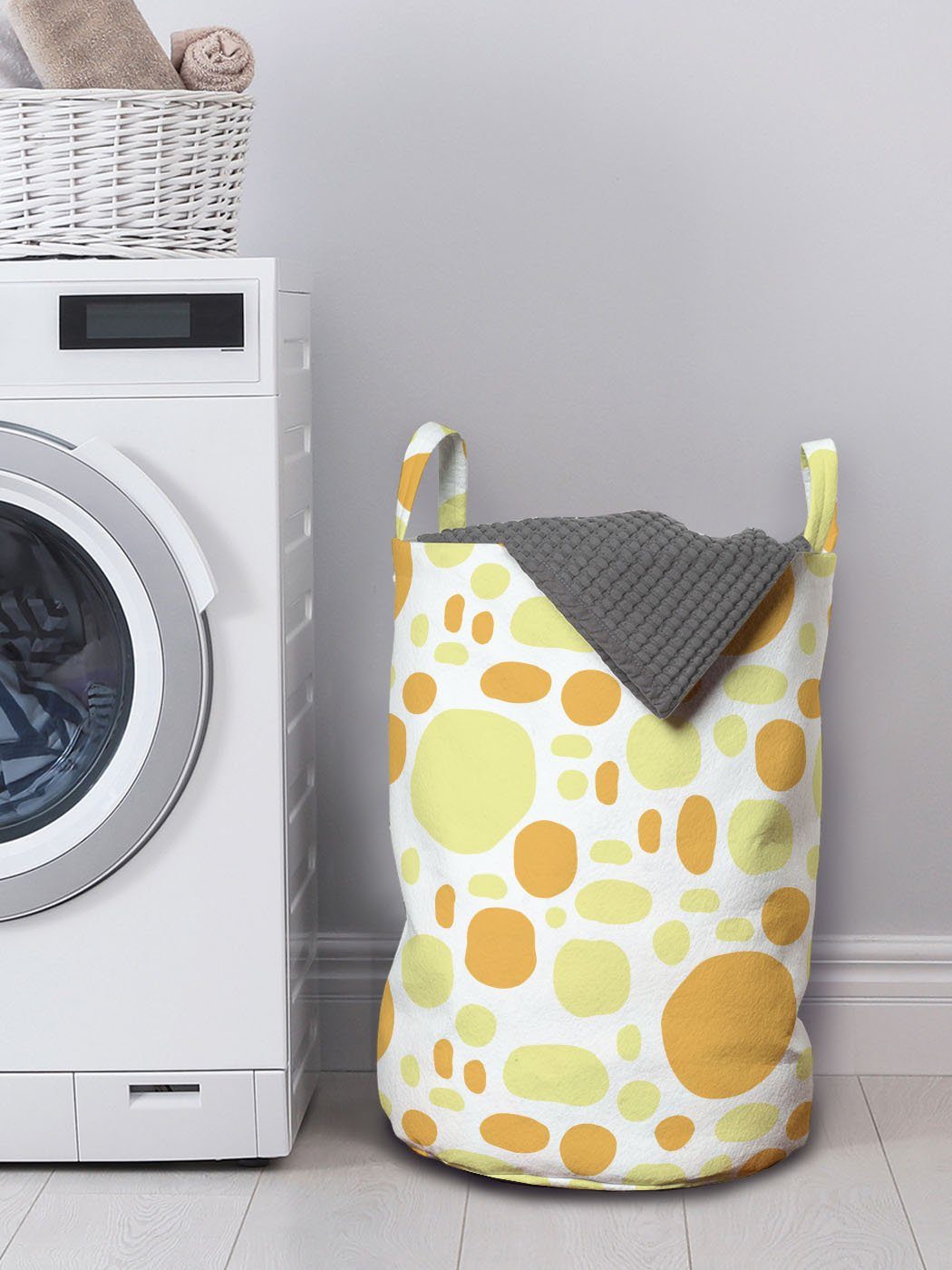 Spots mit Griffen für Abakuhaus Abstrakt Moderne Wäschekorb Kordelzugverschluss Waschsalons, geometrische Wäschesäckchen