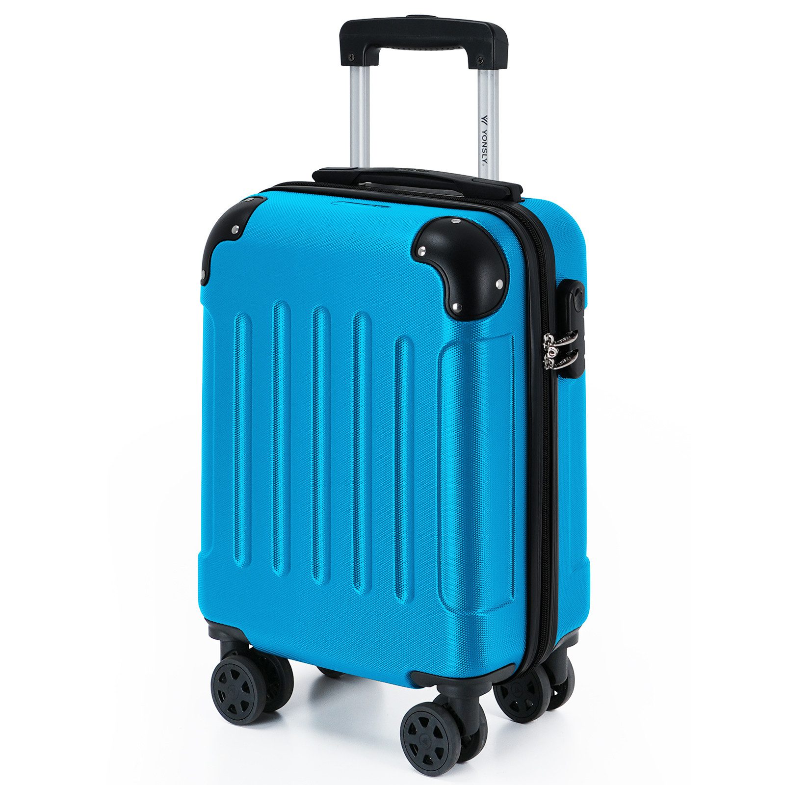 YONSLY Hartschalen-Trolley Hartschalen-Reisekoffer Trolley Rollkoffer in S/M/L/XL Größen, 4 Rollen, mit 360°-Lenkrollen, Zahlenschloss und mehrstufigem Teleskopgriff