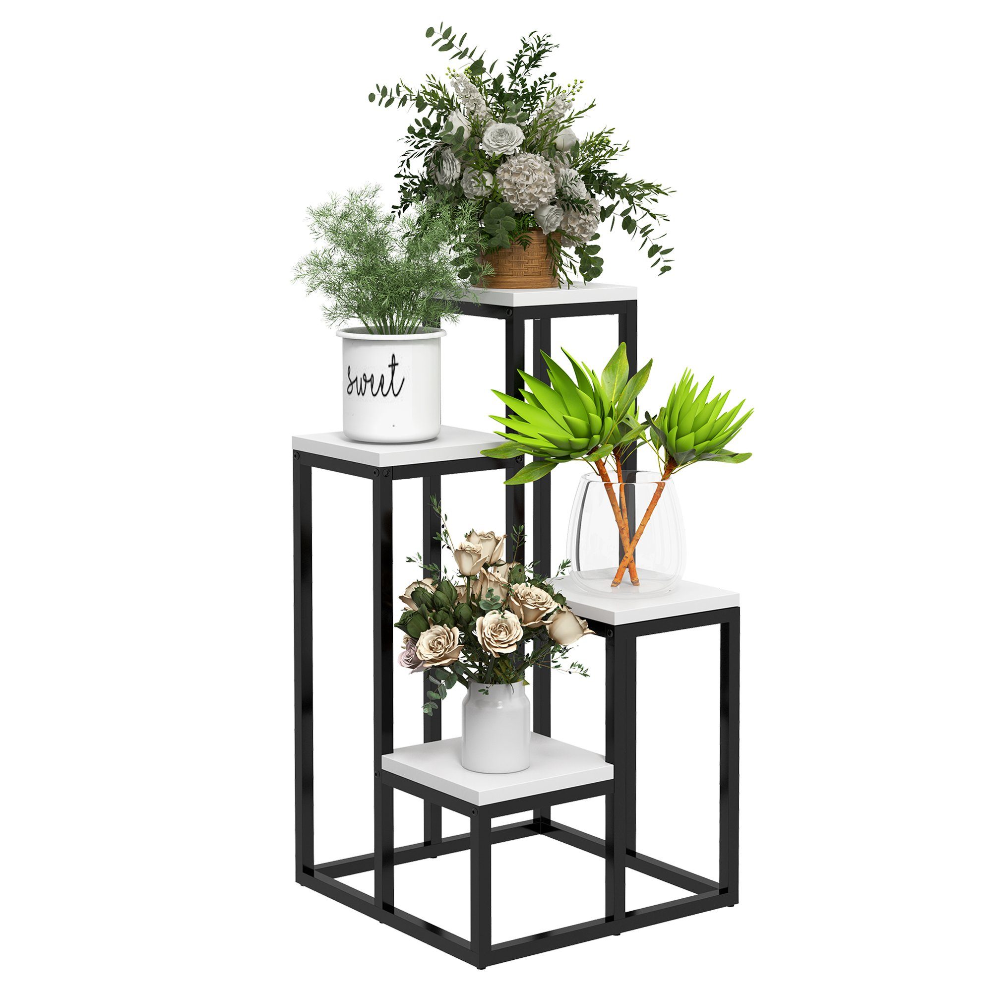 Outsunny Pflanzentreppe Pflanzenständer Stahl, Blumenregal mit günstig online kaufen