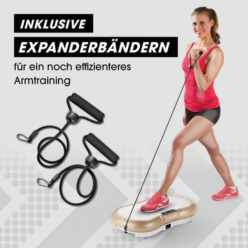 VITALmaxx Vibrationsplatte Ganzkörperplatte Vibrotrainer inkl. Expanderbänder 99 Stufen, 200,00 W, 4-teilig