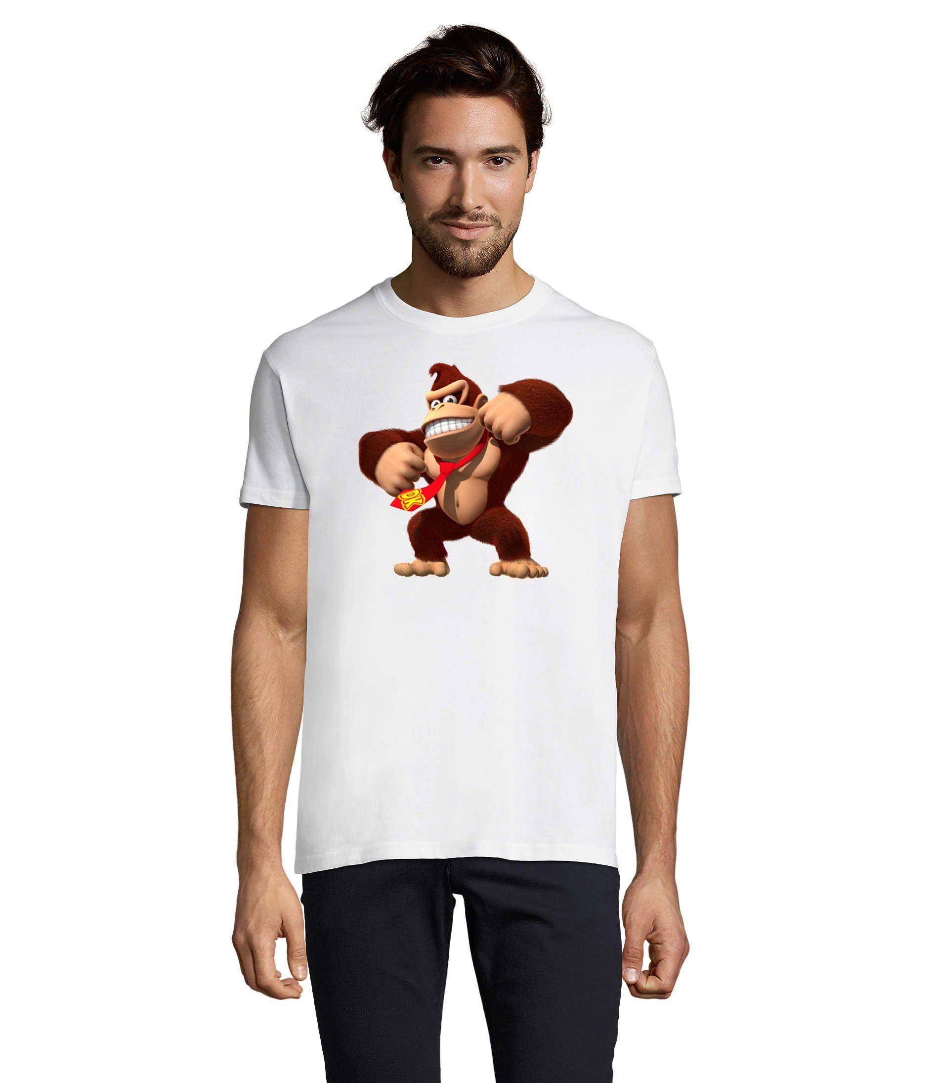 Donkey Affe Nintendo Weiß & Brownie Gorilla Herren Kong T-Shirt Blondie