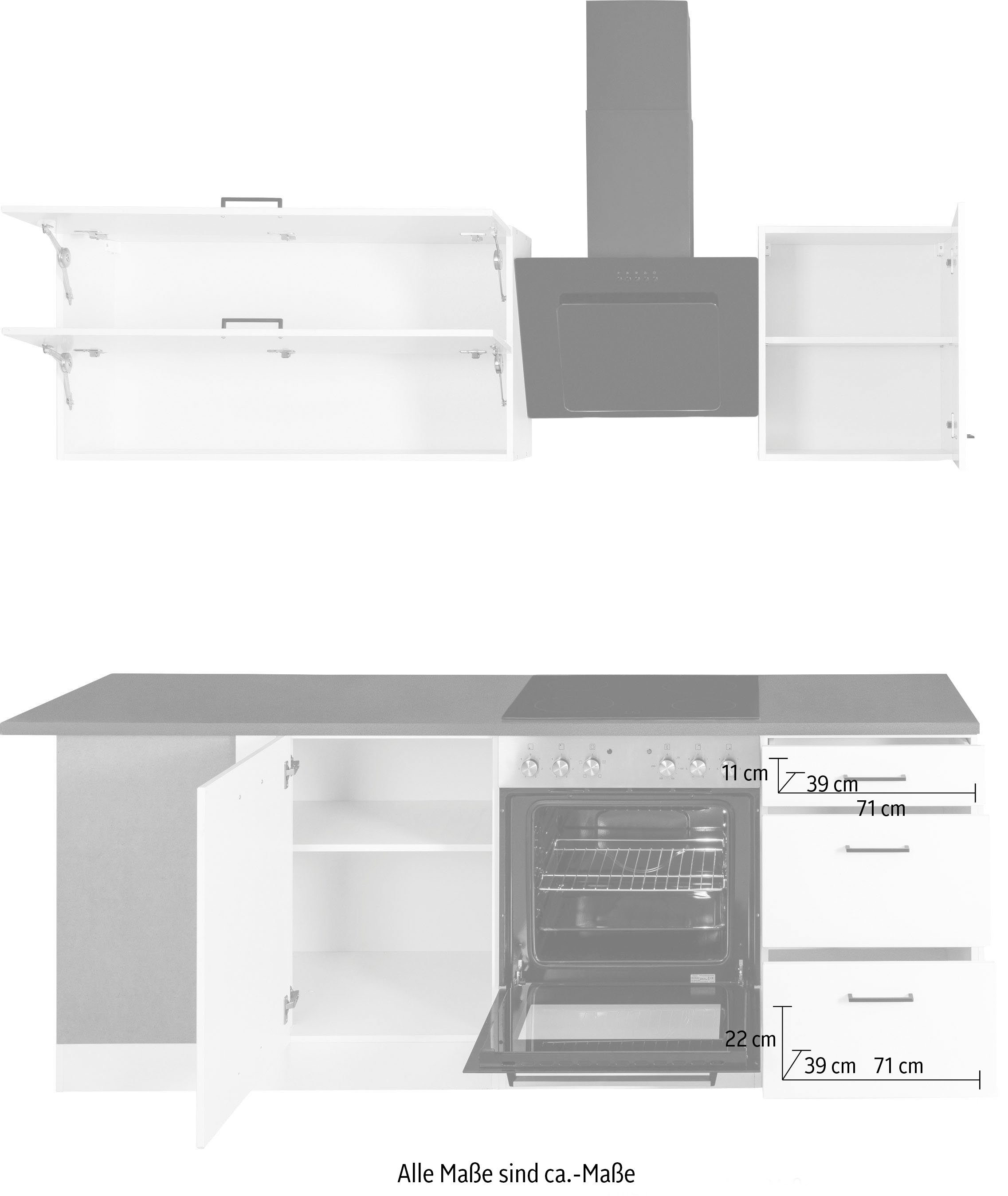 KOCHSTATION Winkelküche KS-Trier, mit E-Geräten, Stellbreite 220/220 cm
