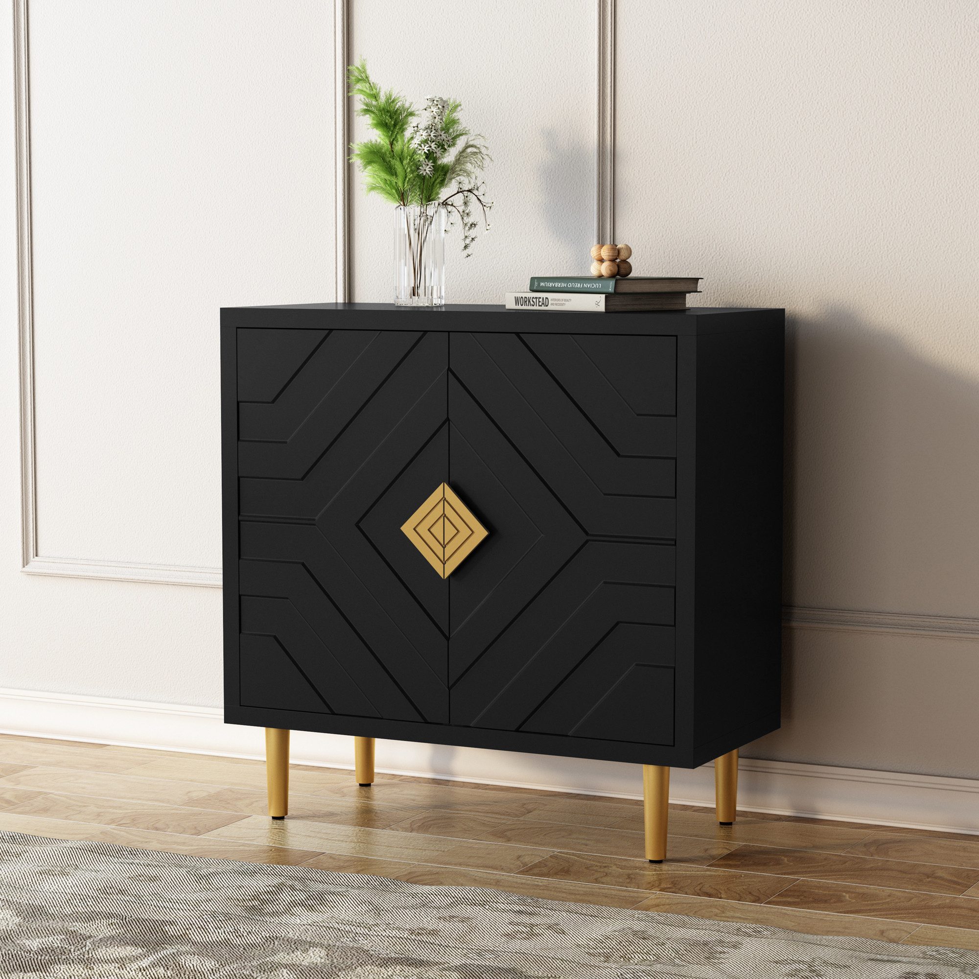 HOLTICO Sideboard Schrank für Wohnzimmer, Küche, Schlafzimmer (1 St), Kommode mit 2 Türen, Küchenschrank, Aufbewahrungsschrank – Bild 5 von 5