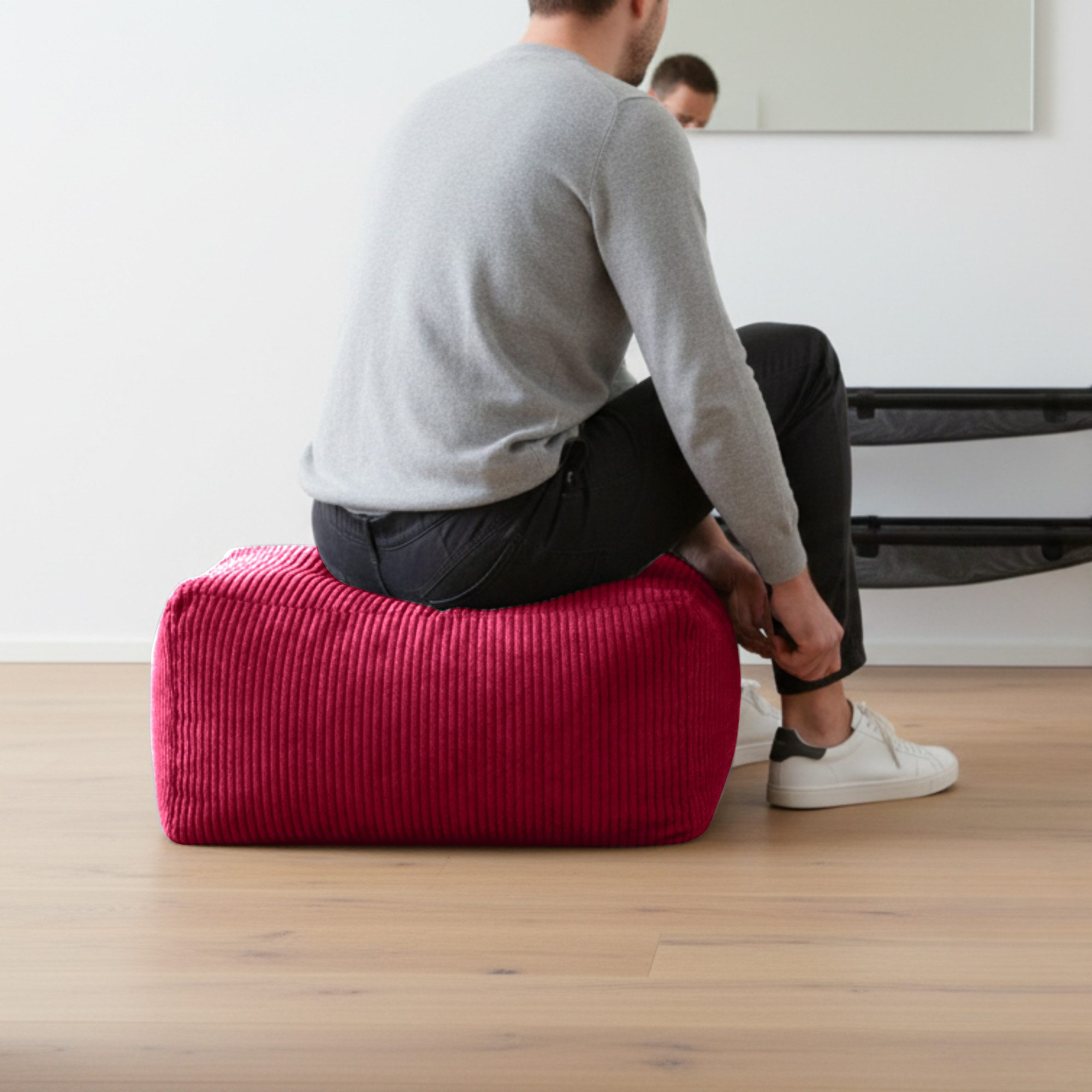 Green Bean Pouf Ottomane Cord (Indoor Sitzhocker Sitzkissen Fußhocker Relax-Sessel, Made in Germany), die ideale Ergänzung zum Sitzsack – Bild 5 von 5