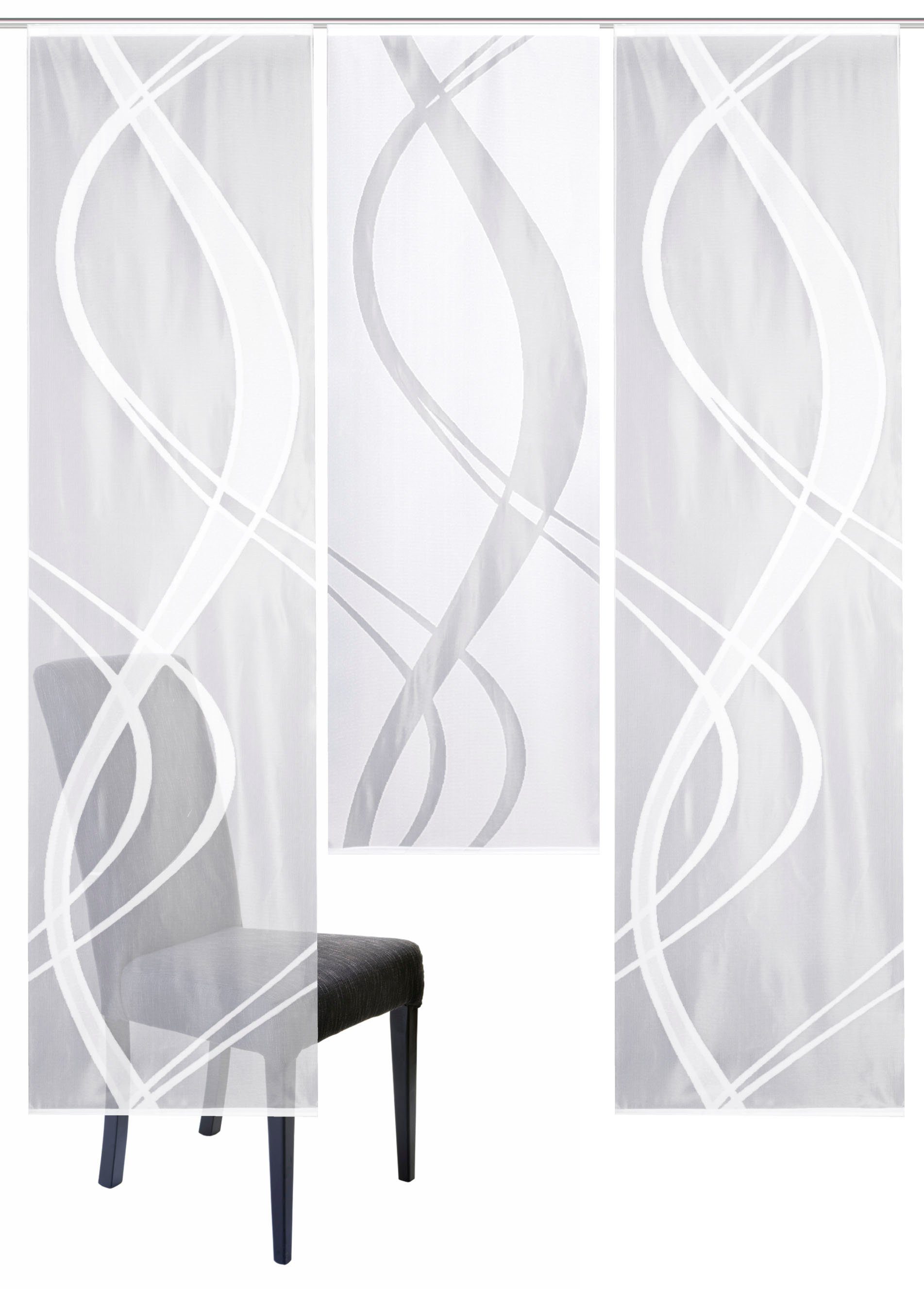 HOME WOHNIDEEN Schiebegardine TIBASA (3 St), Paneelwagen, halbtransparent, Wirkware, halbtransparent