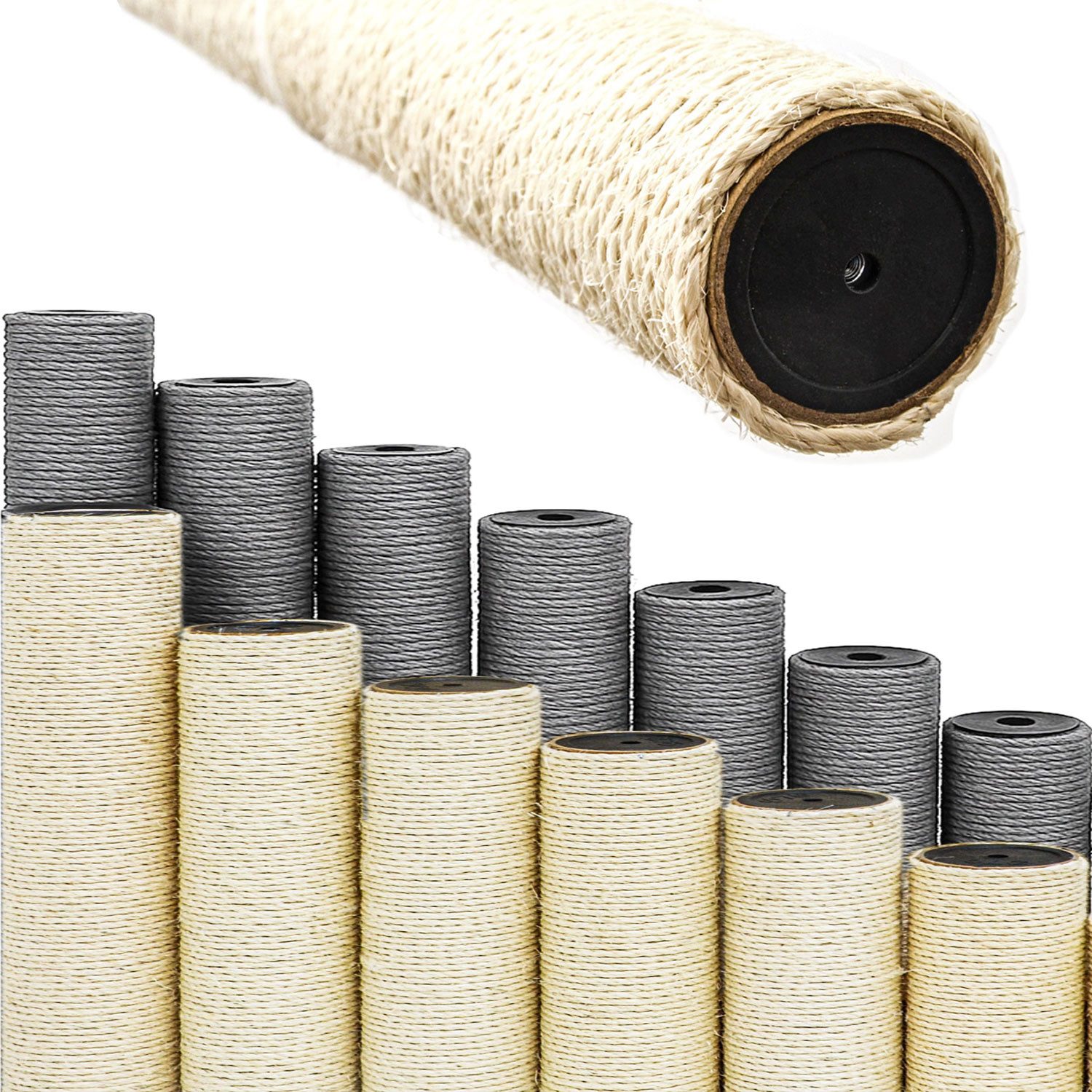 eyepower Ersatz-Kratzbaumstamm Ersatzsäule - 55 cm Sisalstamm für Katzenkratzbaum - Ersatzstamm M8, Ø 9,2 cm dicke Sisalsäule - Katzenbaum Ersatzteil - Sisal Kratzstamm