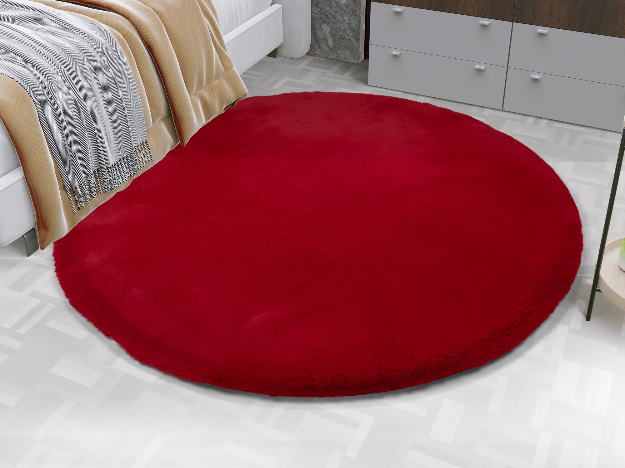 OCI DIE TEPPICHMARKE Hochflor-Teppich ROCKY SOFT, rund, Höhe: 35 mm, Kunstfell, weich, kuschelig, maschinell gewebt, waschbar