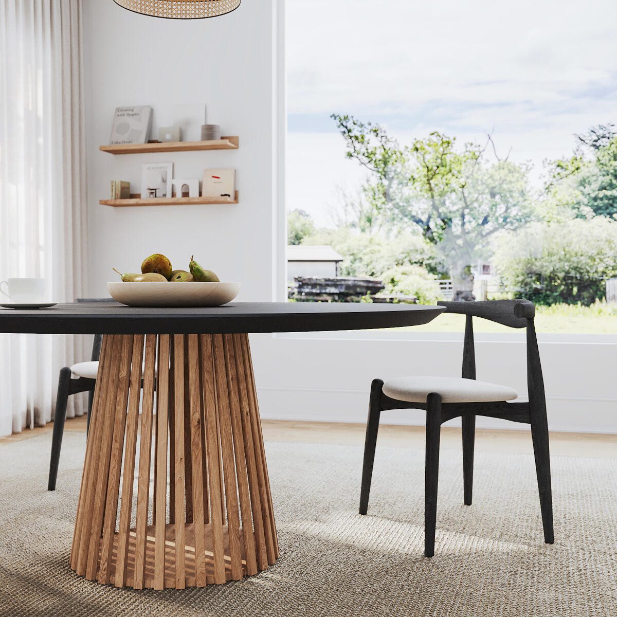 Rellgo Esstisch Lina, pflegeleichter Küchentisch, robuster Eichentisch, vollmassiver Rundtisch, Durchmesser von 100 cm