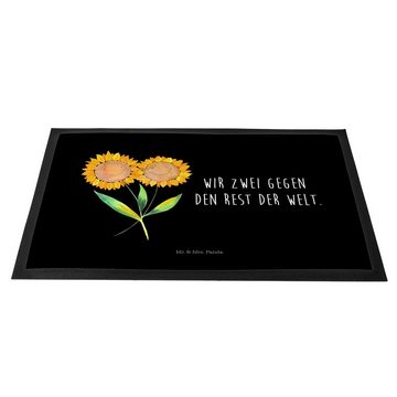 Fußmatte Sonnenblume - Schwarz - Geschenk, zusammen, Türvorleger, Frühlings De, Mr. & Mrs. Panda, Höhe: 0.6 mm