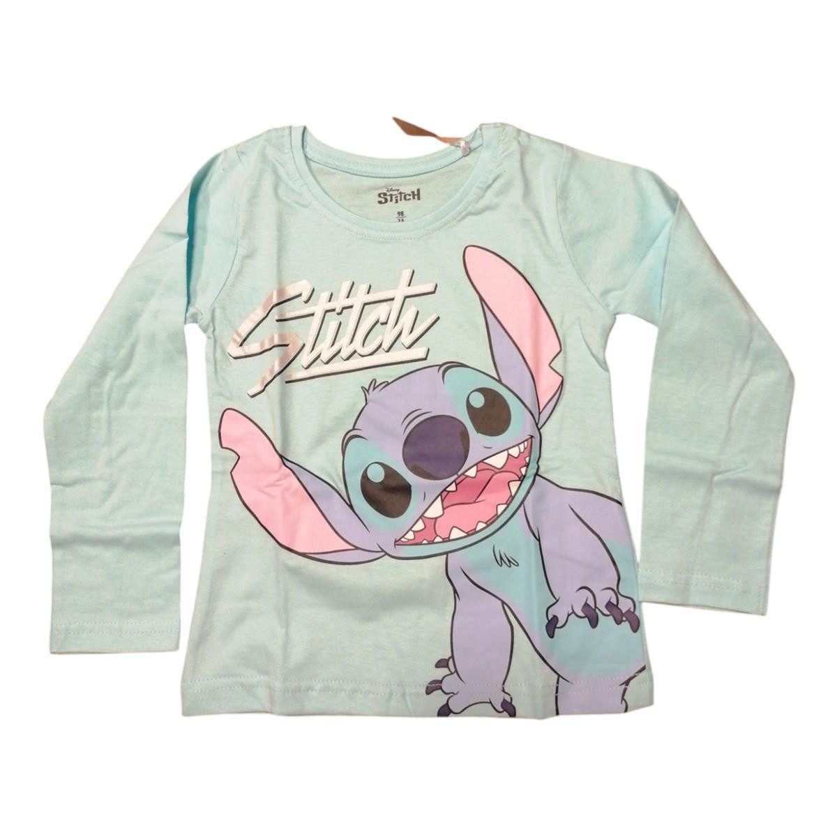 Stitch T-Shirt Langarm-Shirt für Mädchen - Stitch-Motiv, Grau oder Blau, Größen
