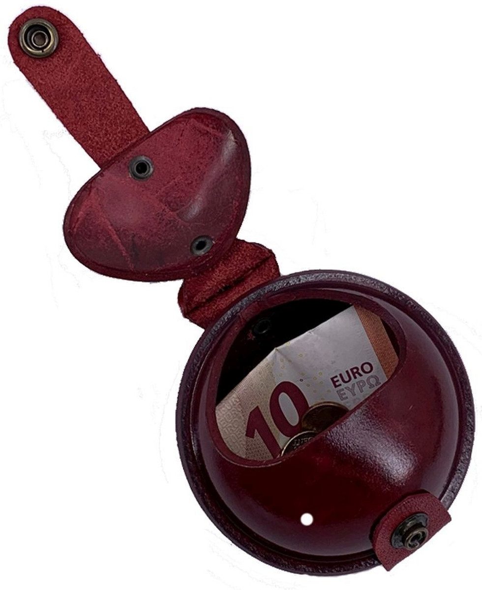 Mika Gürteltasche Schlüsselanhänger / Kleingeldbörse groß Sattelleder 9cm rot