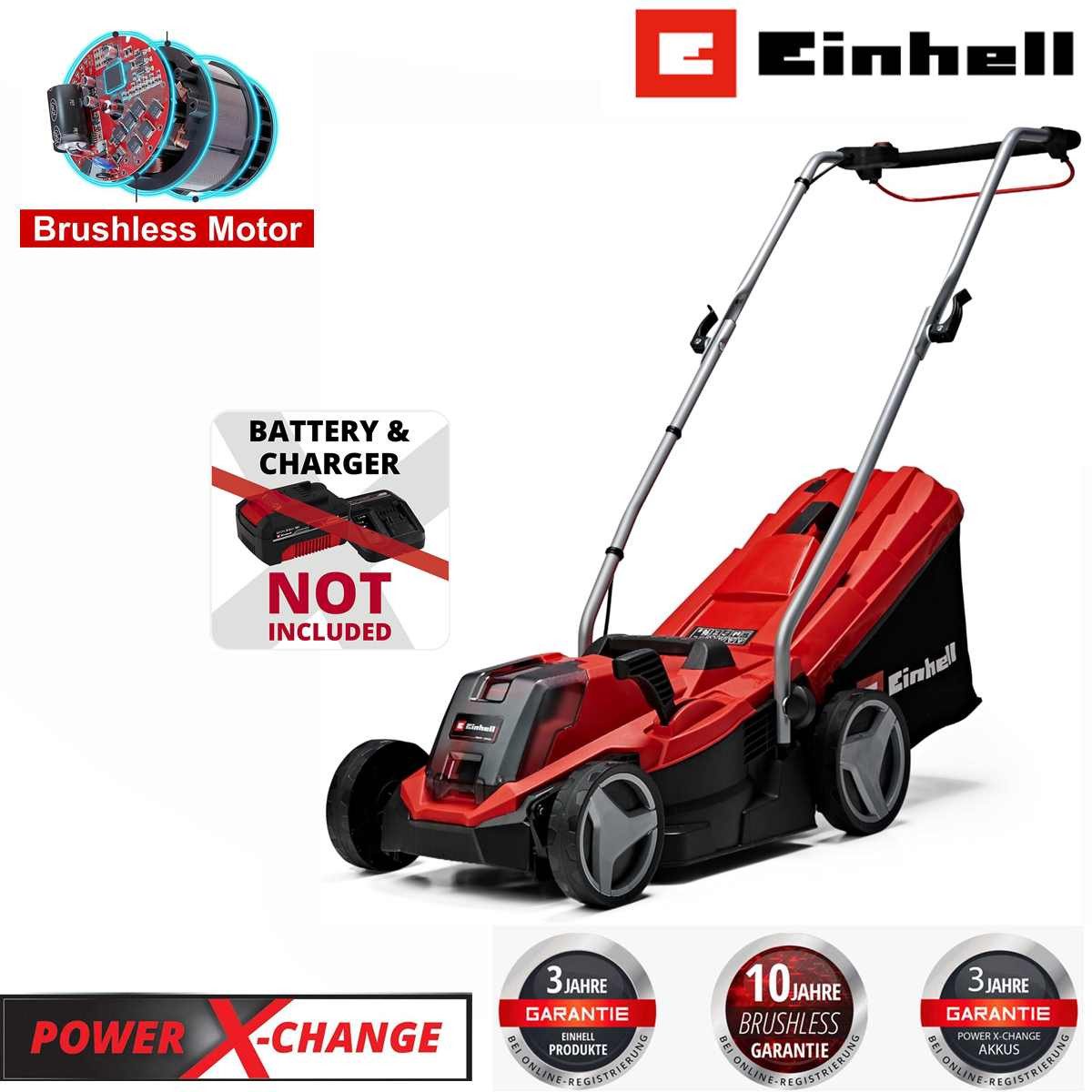 Einhell Akkurasenmäher Akku-Rasenmäher GE-CM 18/33 Li-Solo 18V Brushless Motor Power X-Change