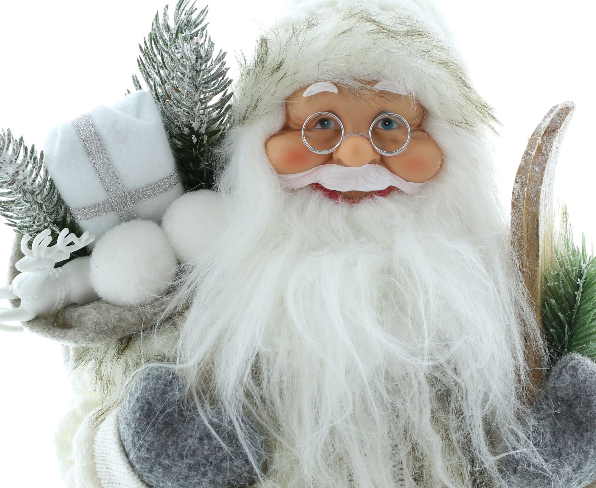 Nikolaus St), (1 Weihnachtsmannfigur, hoch, Santa Ski Dekoleidenschaft Claus cm "Winter" mit Christkind, Figur 46 Laterne Weihnachtsmann Weihnachtsdeko & Deko