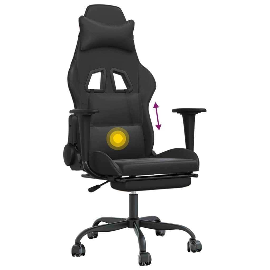 vidaXL Gaming-Stuhl Massage & Schwarz St) (1 Kunstleder Schwarz Fußstütze Schwarz mit Gaming-Stuhl 