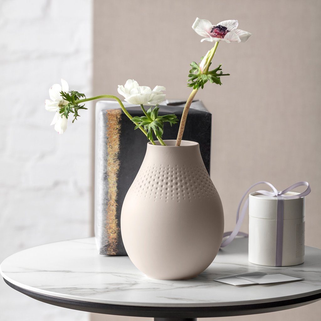 Villeroy Collier Dekovase (1 beige Vase, St) cm, Perle x 16 & Manufacture Boch 20