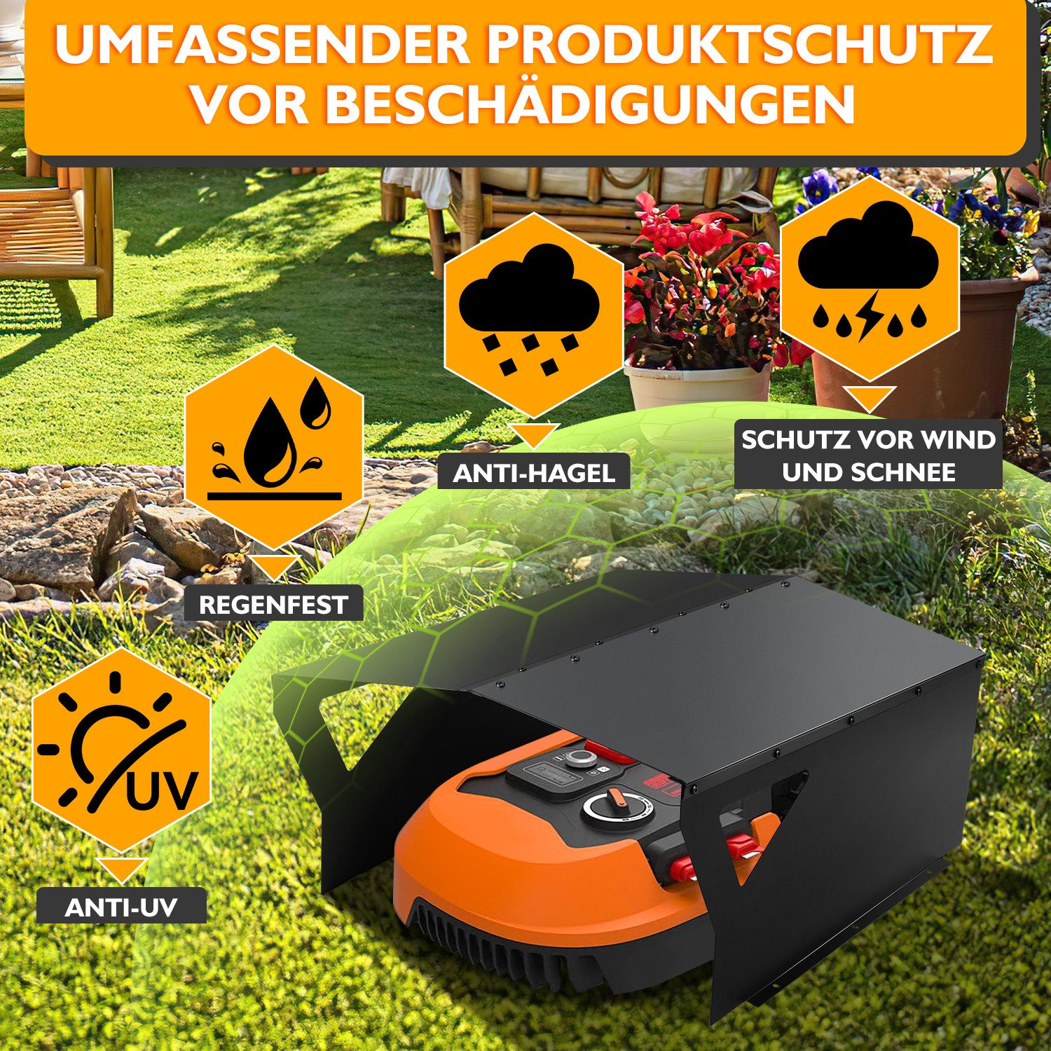 Clanmacy Mähroboter-Garage Rasenmäher Garage 78*60*34CM Abdeckung Garagen Dach Überdachung, BxTxH: 60x78x40 cm, (1-St) – Bild 3 von 5