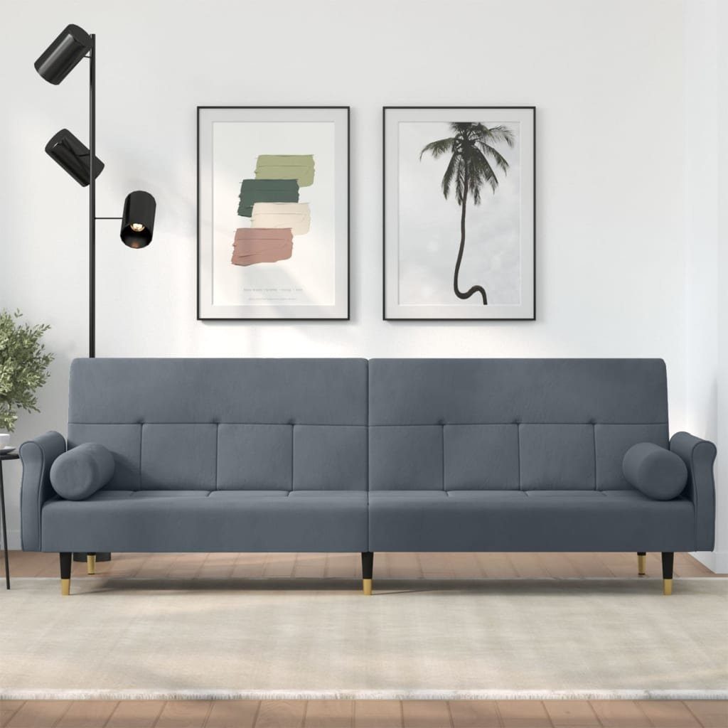 Dunkelgrau Sofa vidaXL mit Samt Schlafsofa Kissen