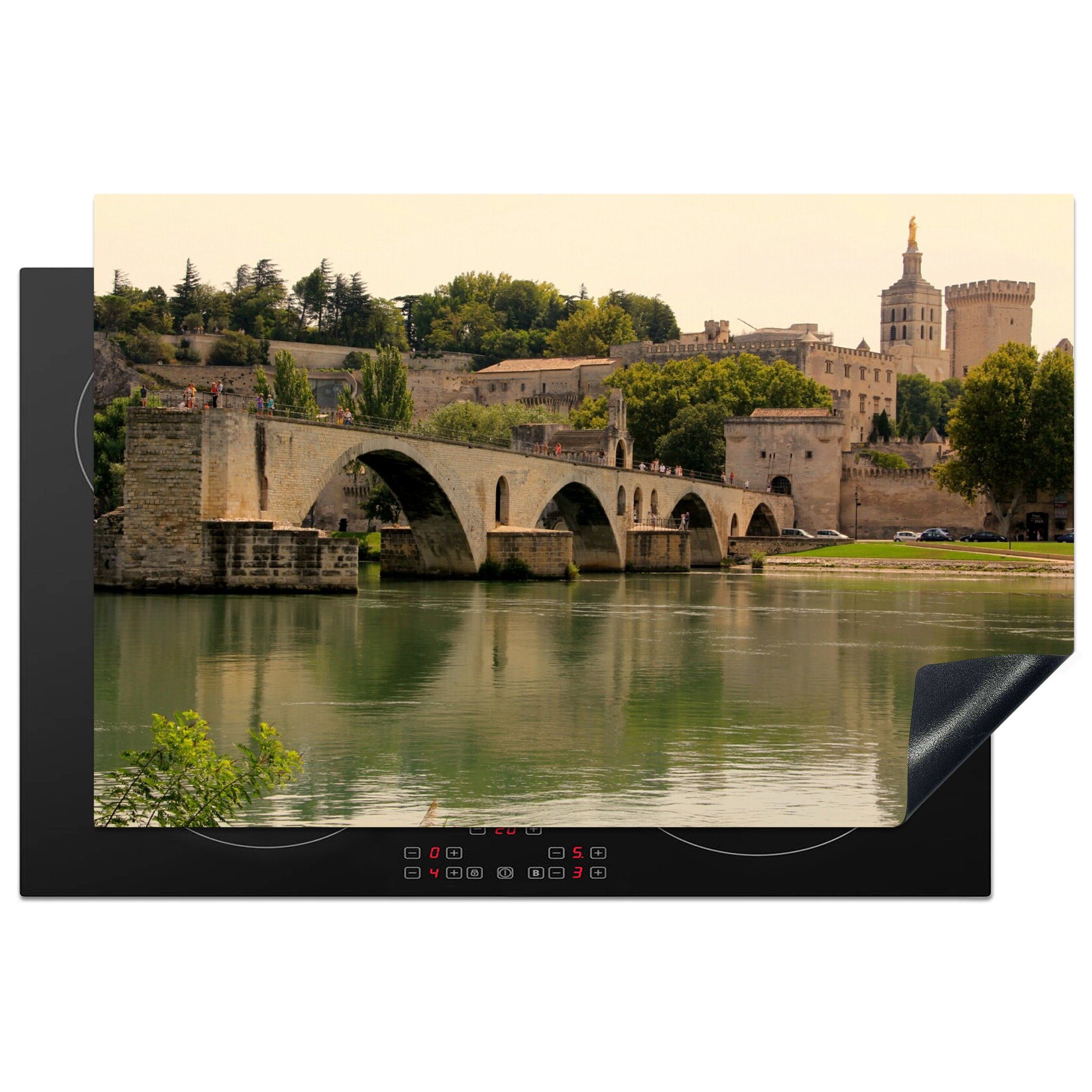 Pont Vinyl, für Brücke (1 am Ceranfeldabdeckung Induktionskochfeld Schutz d'Avignon mit MuchoWow cm, die Herdblende-/Abdeckplatte 81x52 tlg), Avignon, Frankreich, Wasser, küche,