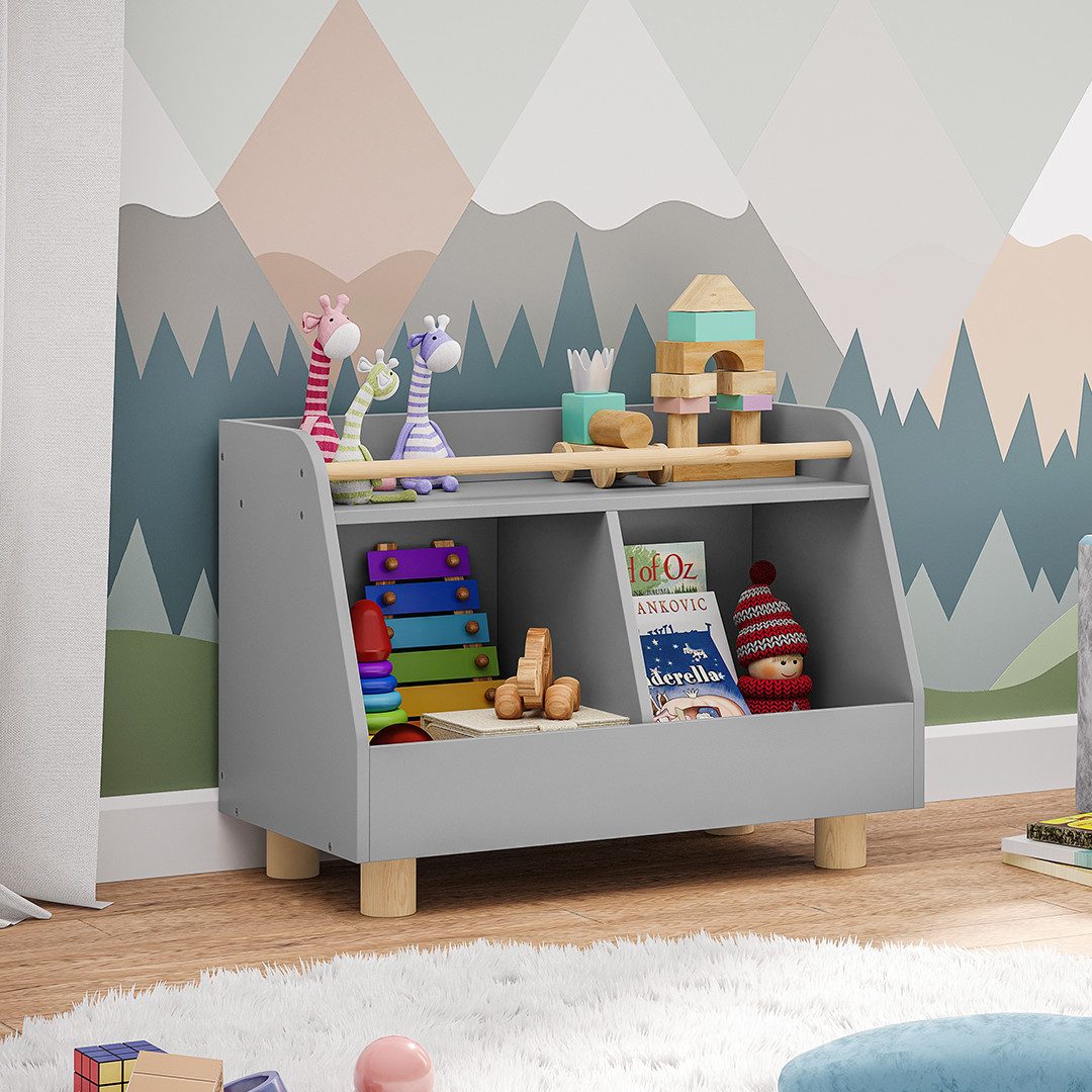 Bellabino Kinderregal Belly, Spielzeugregal grau, 2 günstig online kaufen