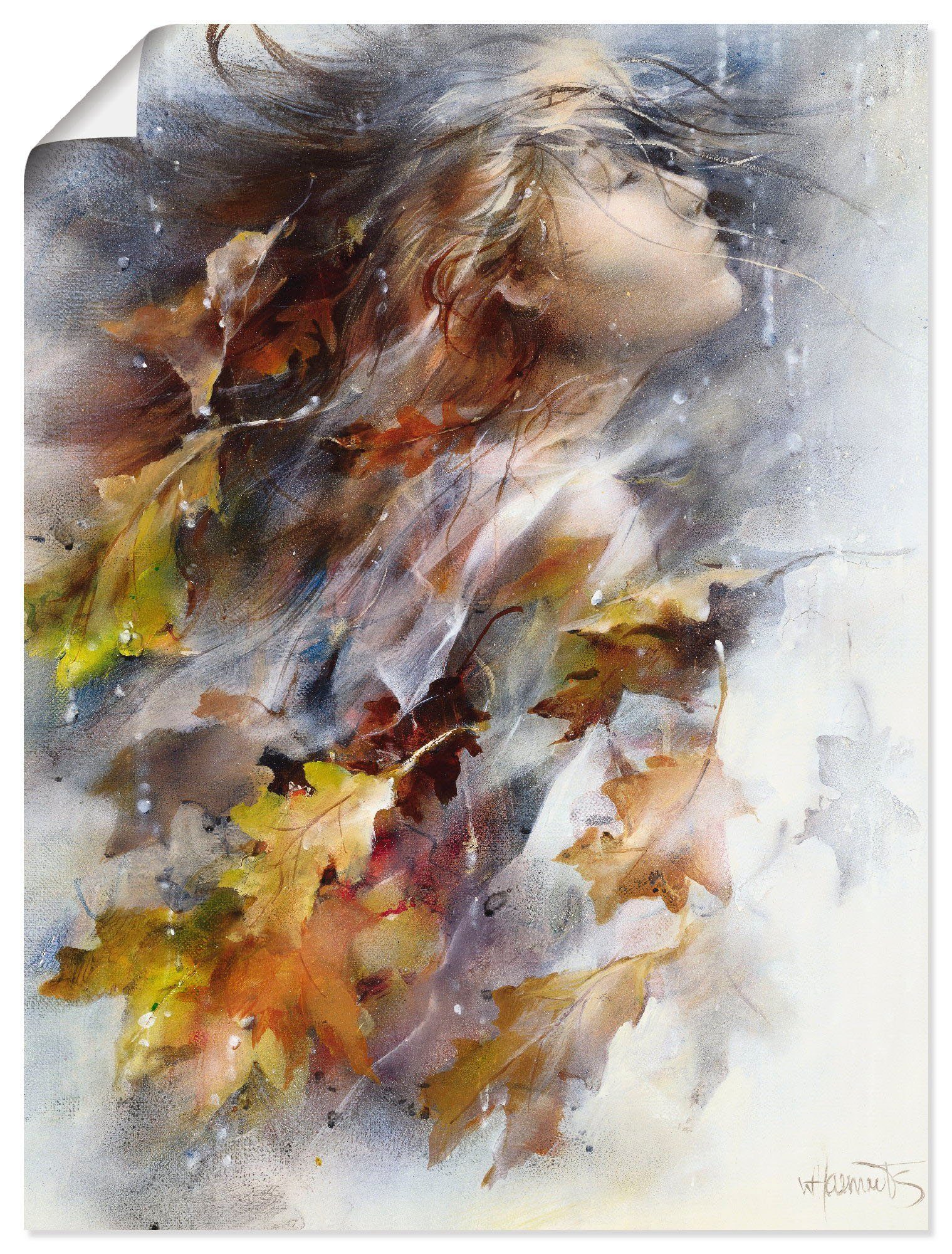 Artland Wandbild Herbst, Frau (1 Wandaufkleber Größen in Leinwandbild, Poster versch. als oder St)