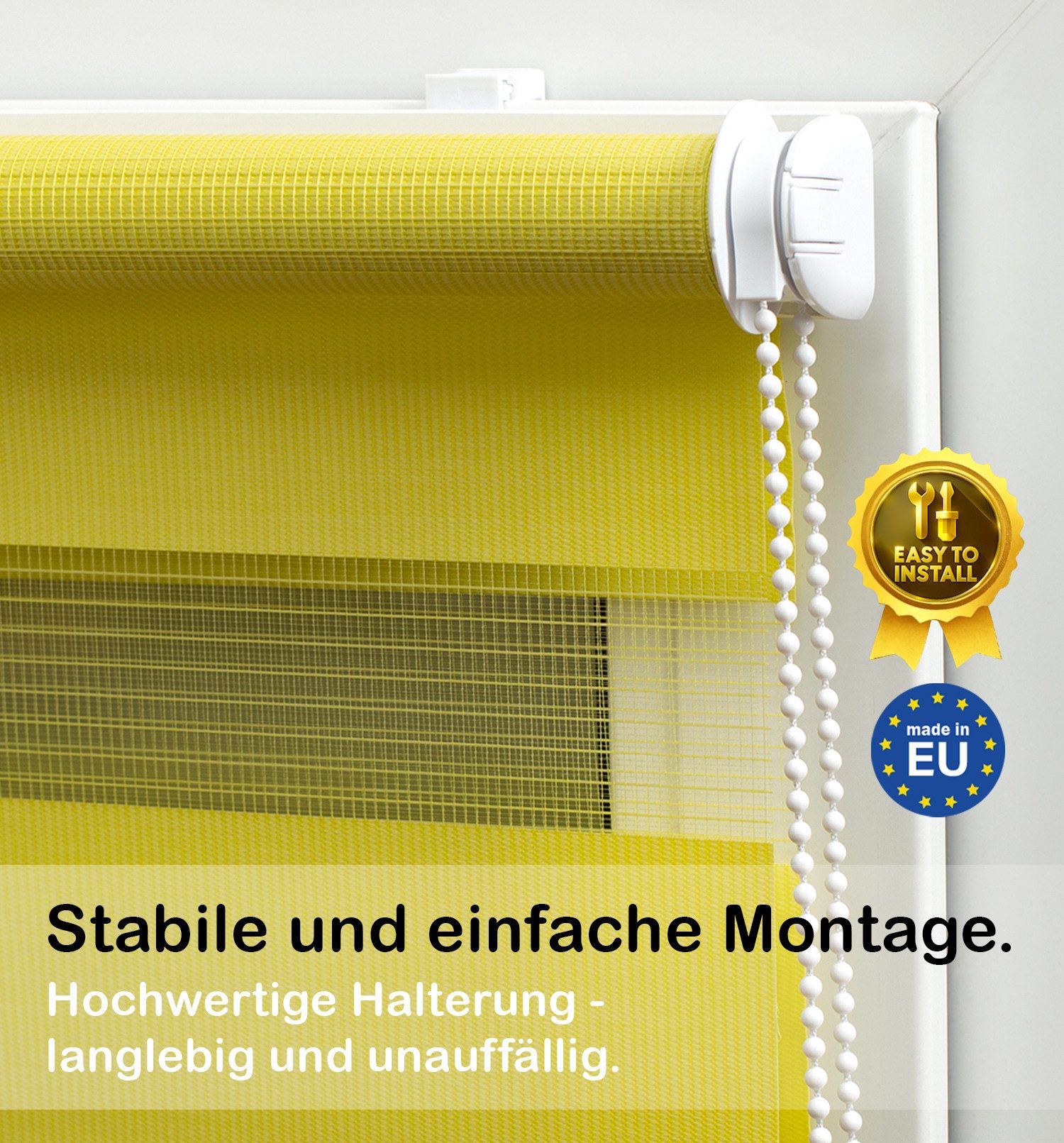 Doppelrollo Duo-Rollo Klemm Fix, Fenster-Rollo Ohne Bohren, DomDeco, Klemmfix, Klemmbar, Kettenzug, ohne Bohren, Sicht- und Blendschutz