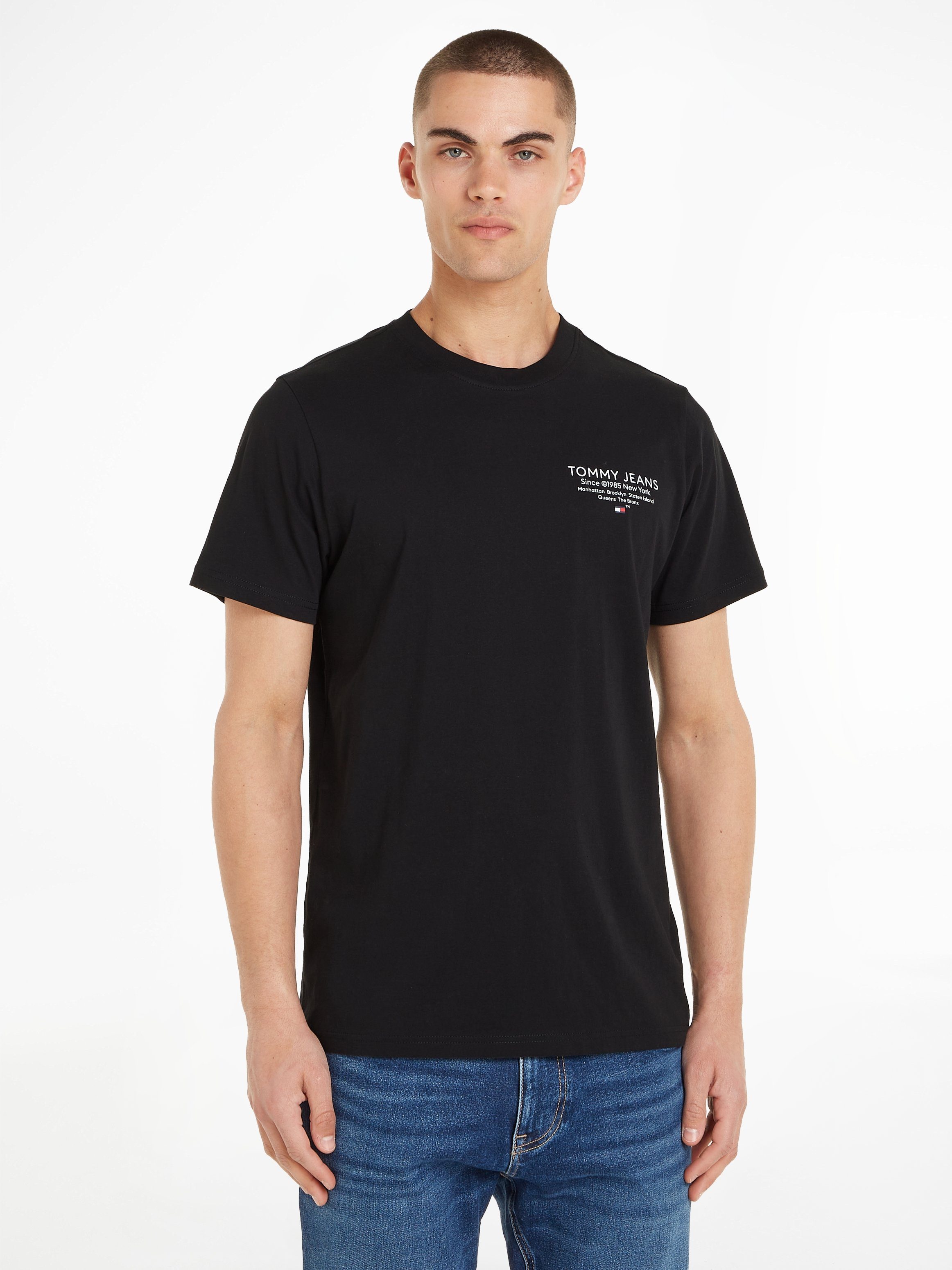 Tommy Jeans T-Shirt TJM SLIM ESSTNL GRAPHIC TEE EXT mit Tommy Jeans Logodruck Black