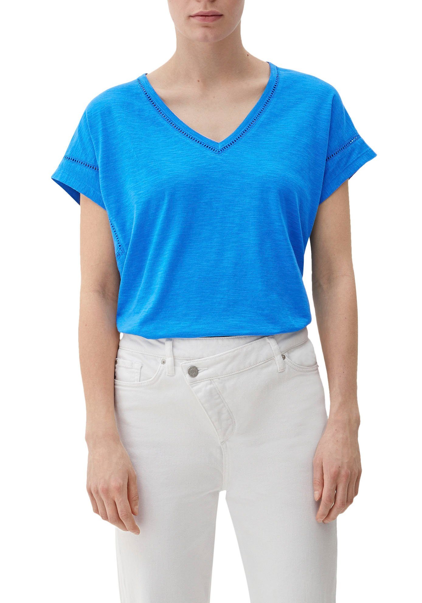 Zu günstigen Preisen s.Oliver T-Shirt mit Zierborte blue