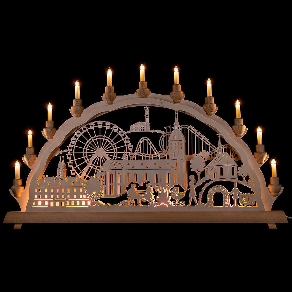 Erzgebirge-Palast Schwibbogen 3D-Doppelschwibbogen Annaberg zur Kät (68x35cm) von Schlick & Türk